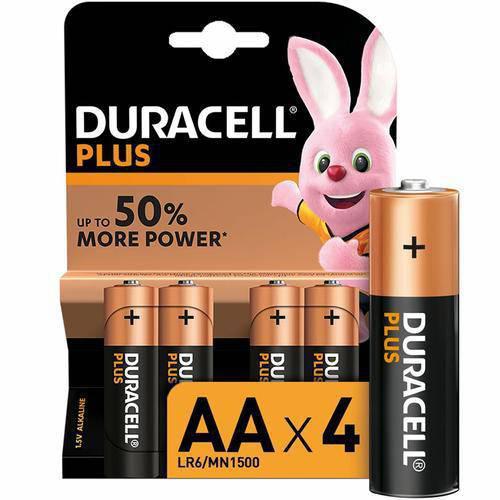 Duracell Plus Power AA Batteries Pack of 4 - Lampspares