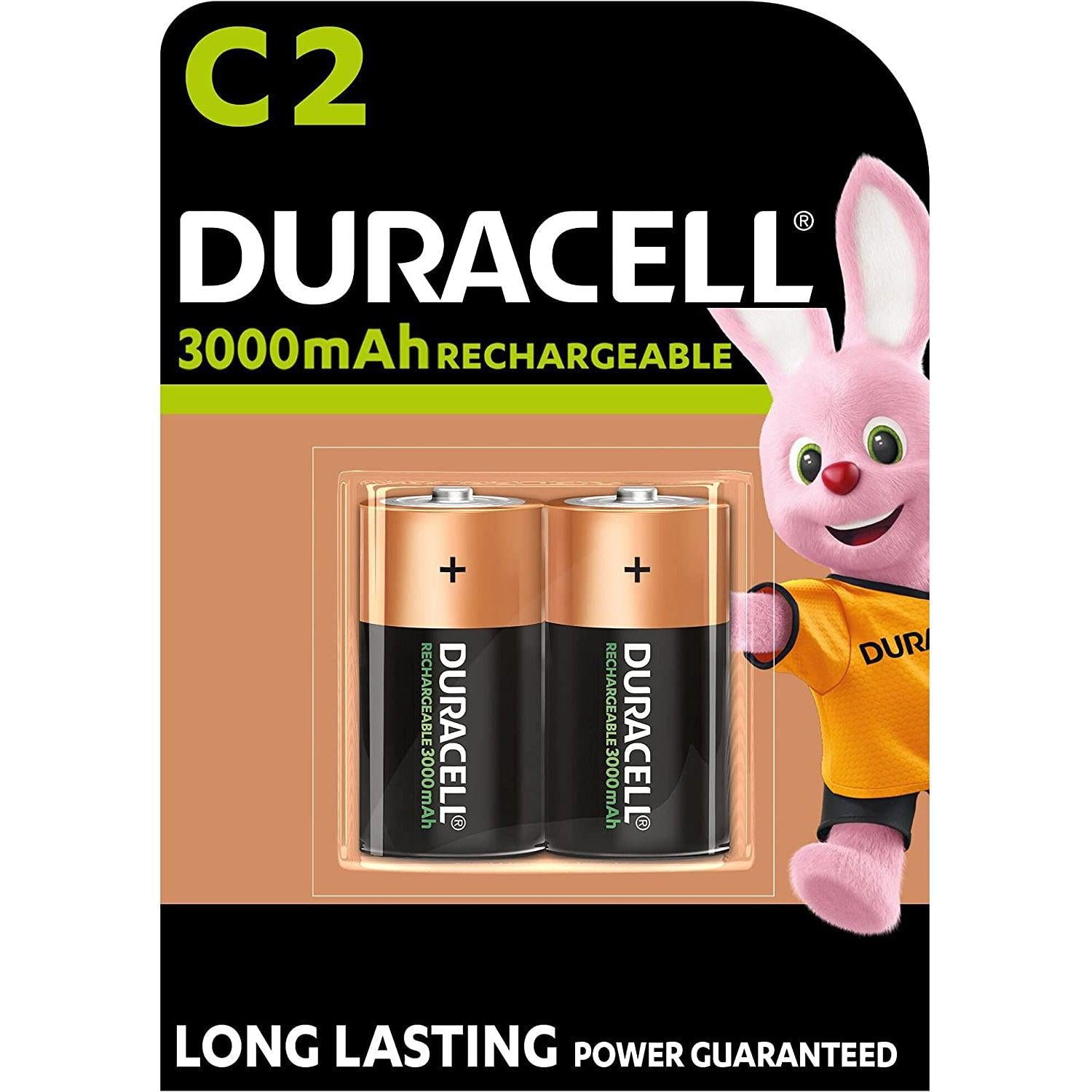 Duracell Rechargeable C 3000 mAh Batteries, pack of 2