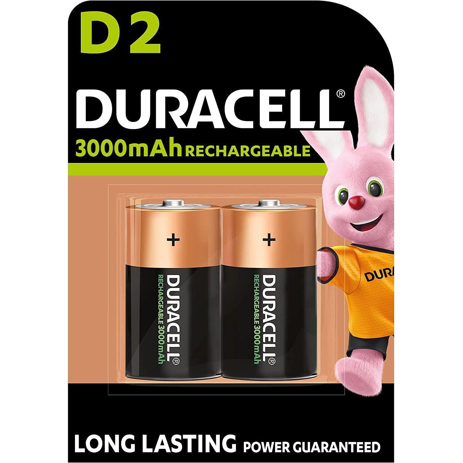 Duracell Rechargeable D 3000 mAh Batteries, pack of 2