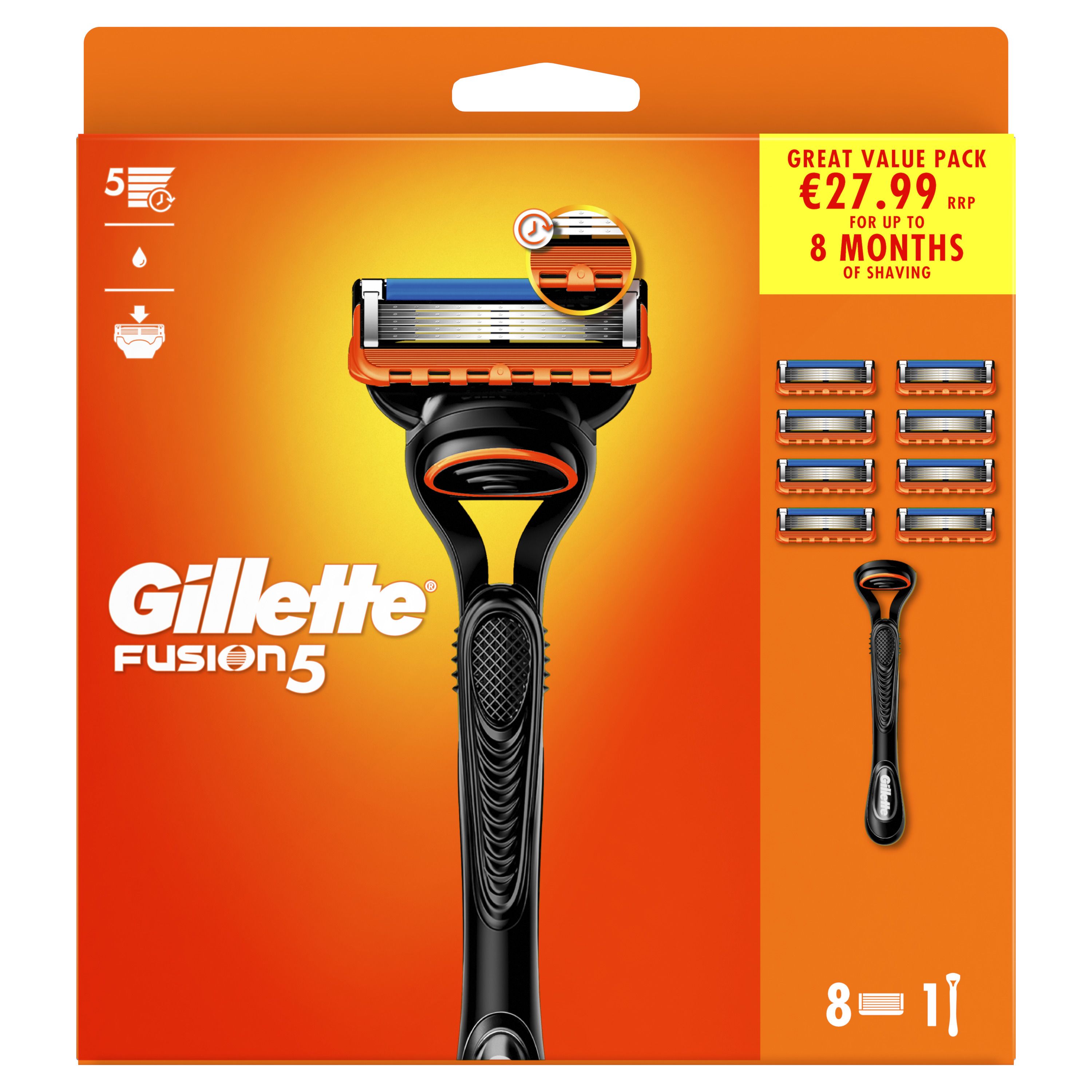 Gillette Fusion5 Razor + 8 Blades