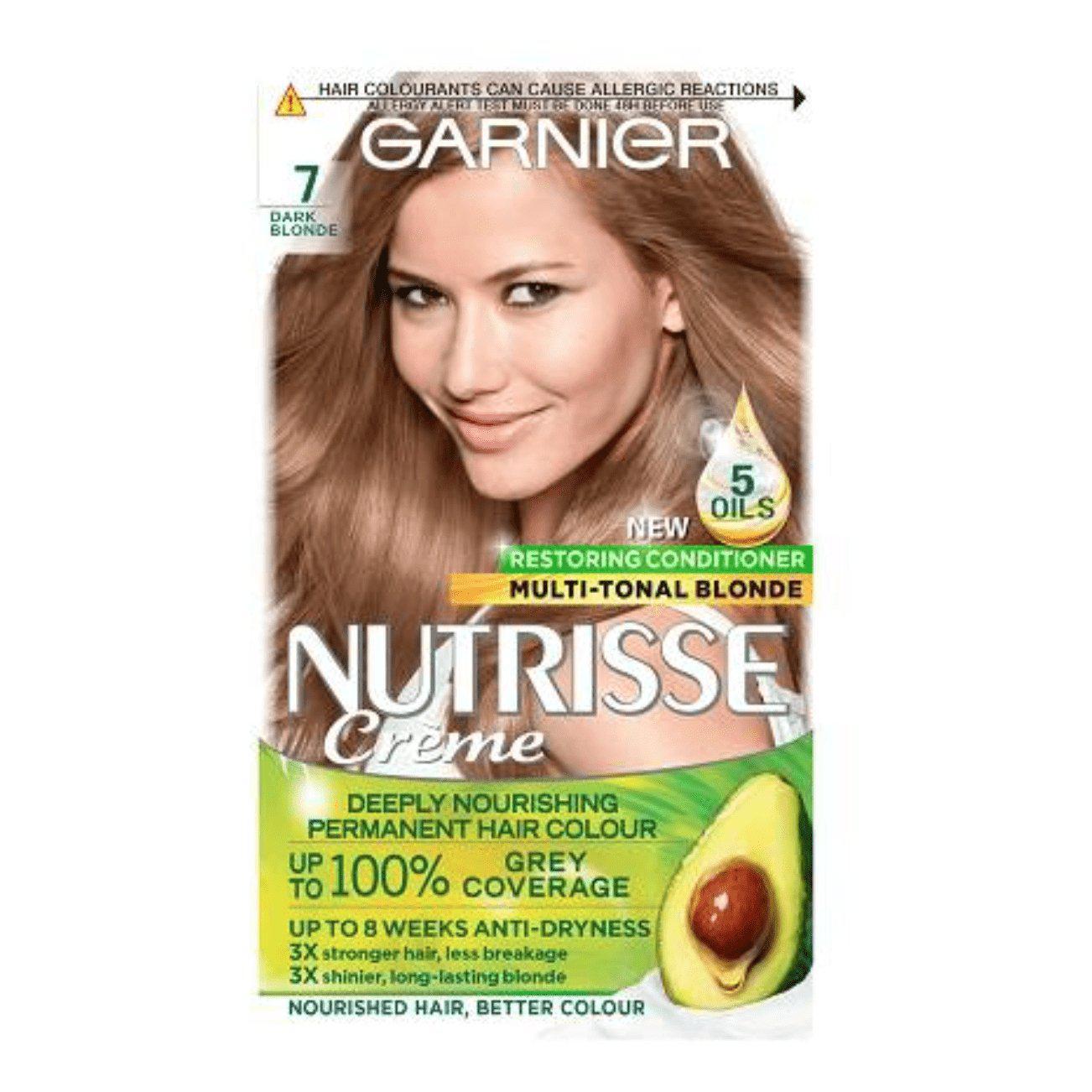 Garnier Nutrisse Permanent Hair Dye - 100% Grey Hair Coverage - Dark Blonde 7