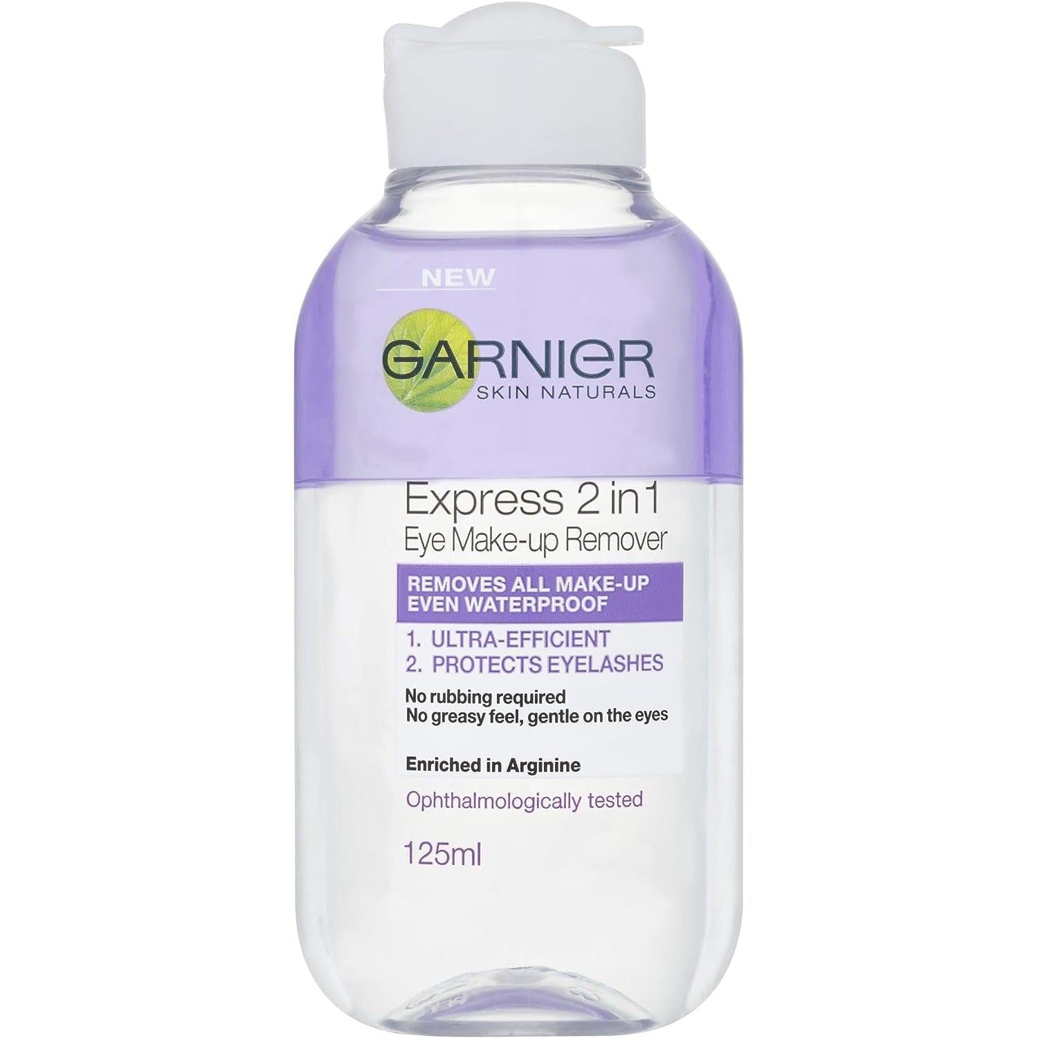 Garnier Skin Active 2 in1 Eye Make Up Remover, Suitable For Waterproof Makeup - 125 ml