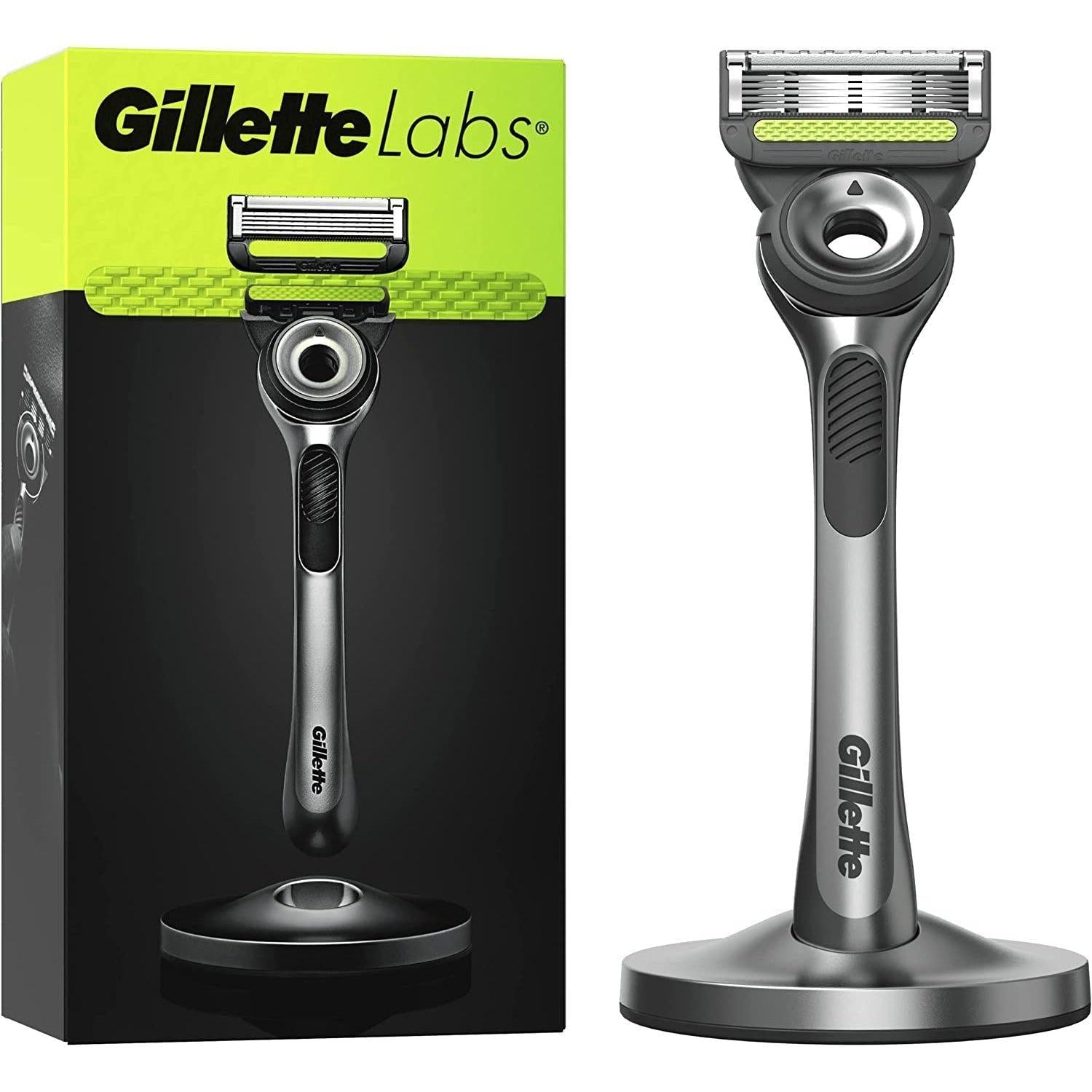Gillette Labs Men's Razor + 1 Razor Blade Refill, with Exfoliating Bar, Includes Premium Magnetic Stand