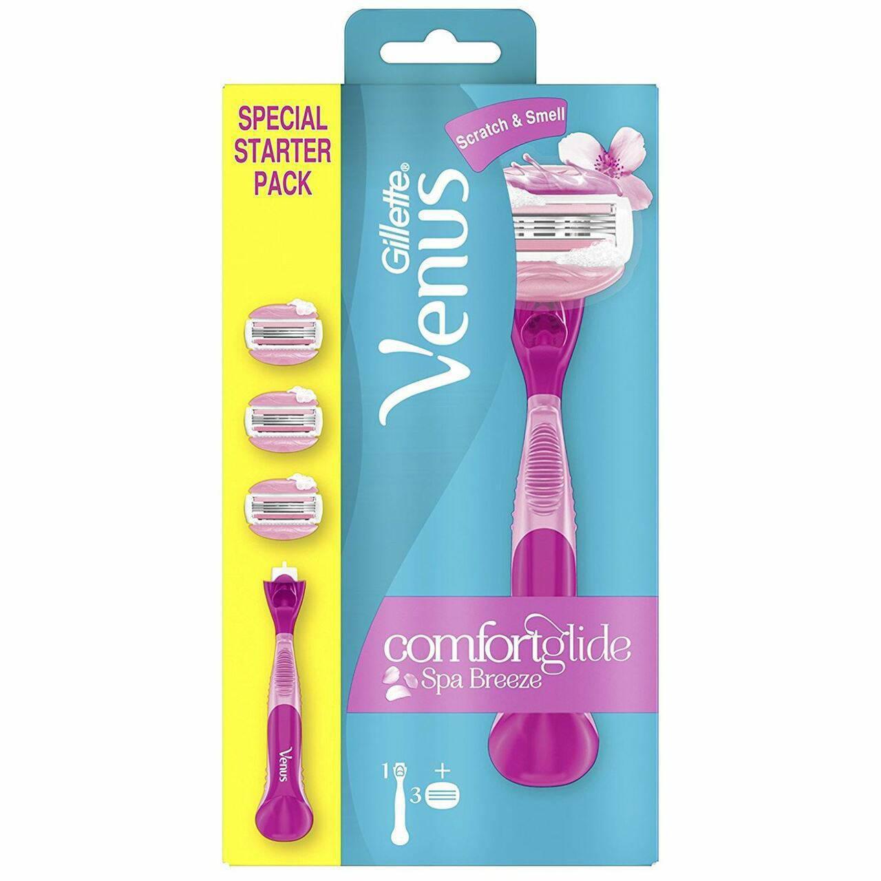 Gillette Venus Comfortglide Spa Breeze Razor with 3 Blades - Curve-Hugging Blades