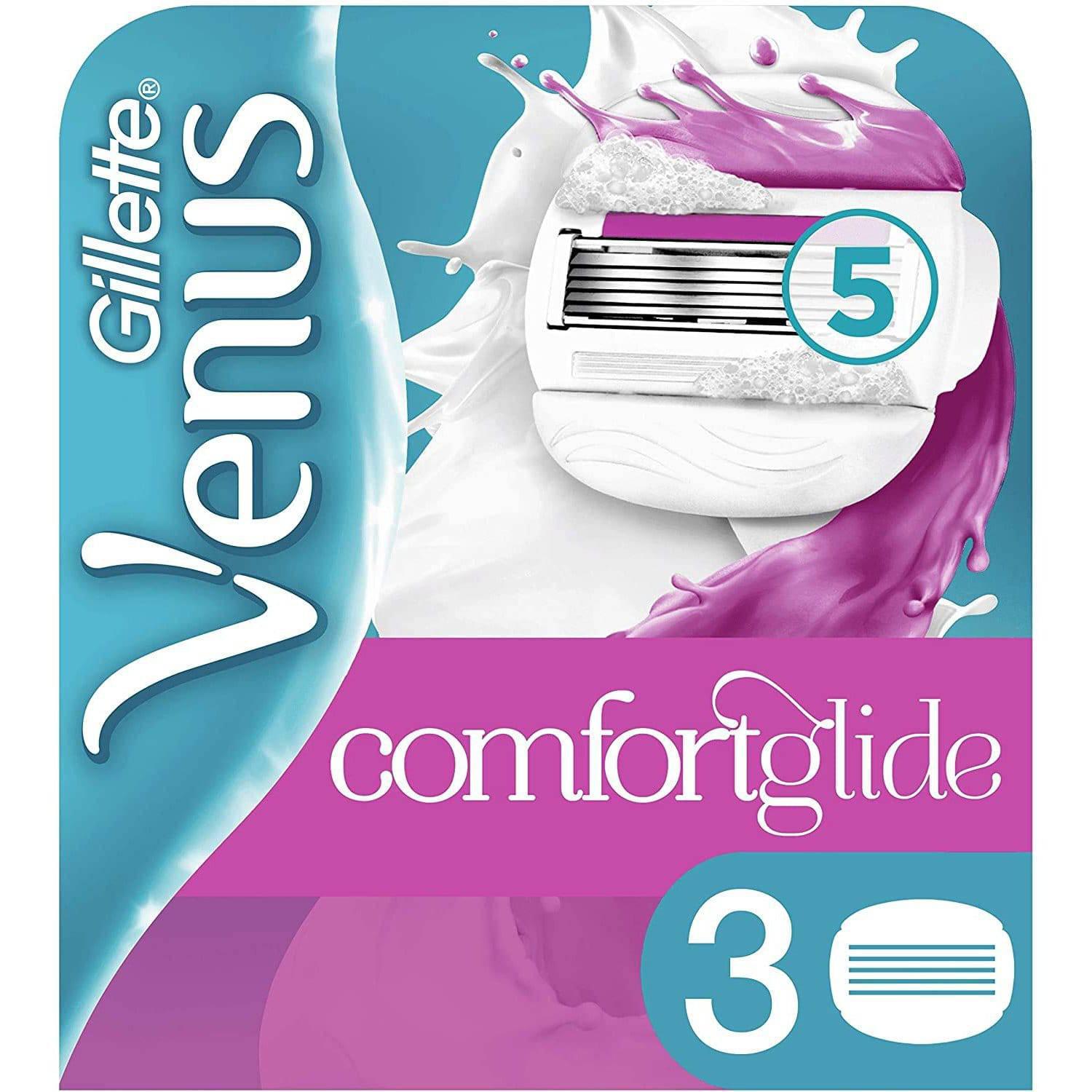 Gillette Venus Comfortglide Sugarberry with Olay 2-in-1 Women's Razor Blades, 3 Pack - with Shaving Gel Bars - Healthxpress.ie