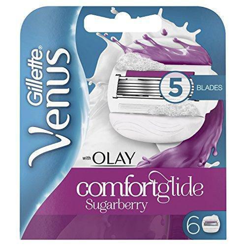 Gillette Venus Comfortglide Sugarberry with Olay 2-in-1 Women's Razor Blades, 6 Pack with Shaving Gel Bars - Healthxpress.ie