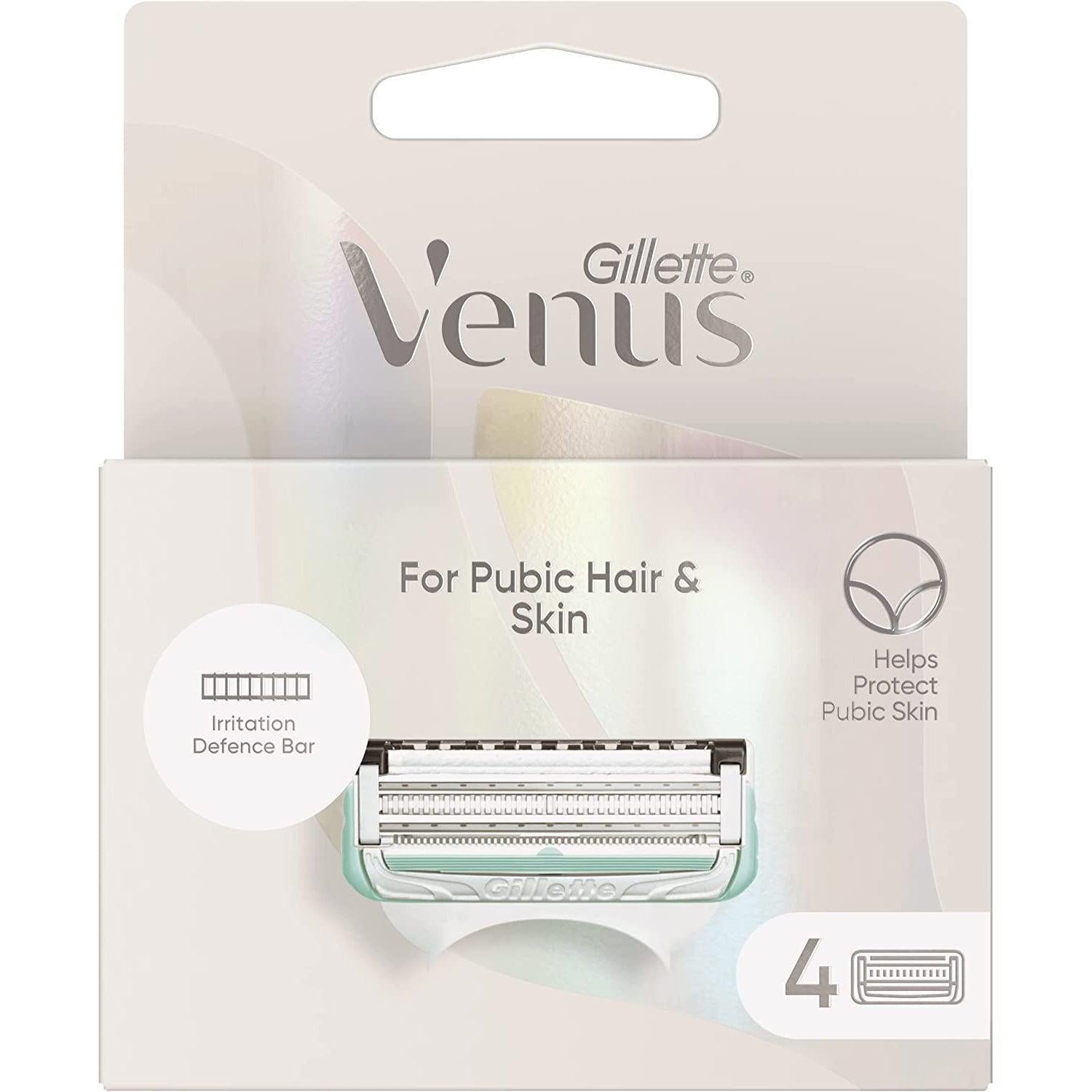 Gillette Venus Razor Blades Women 4pk with Precision Trimmer, Designed for Pubic Hair & Skin