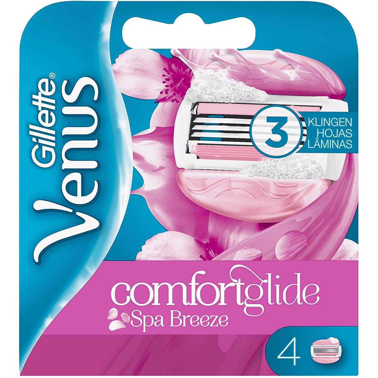Gillette Venus Spa Breeze Comfortglide Razor Blades - Curve-Hugging, Pack of 4