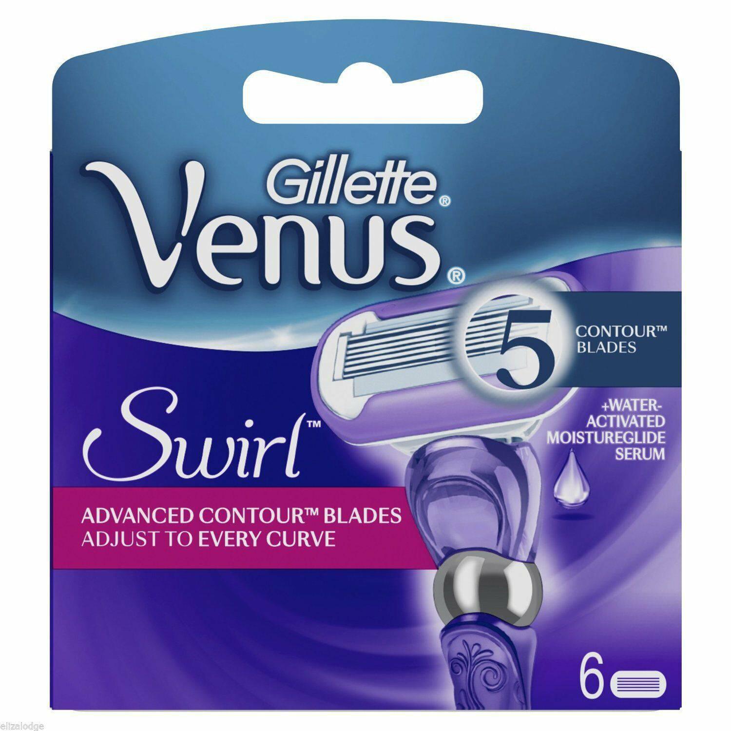 Gillette Women's Venus Swirl Contour Blades - Water Activated Glide - Pack of 6