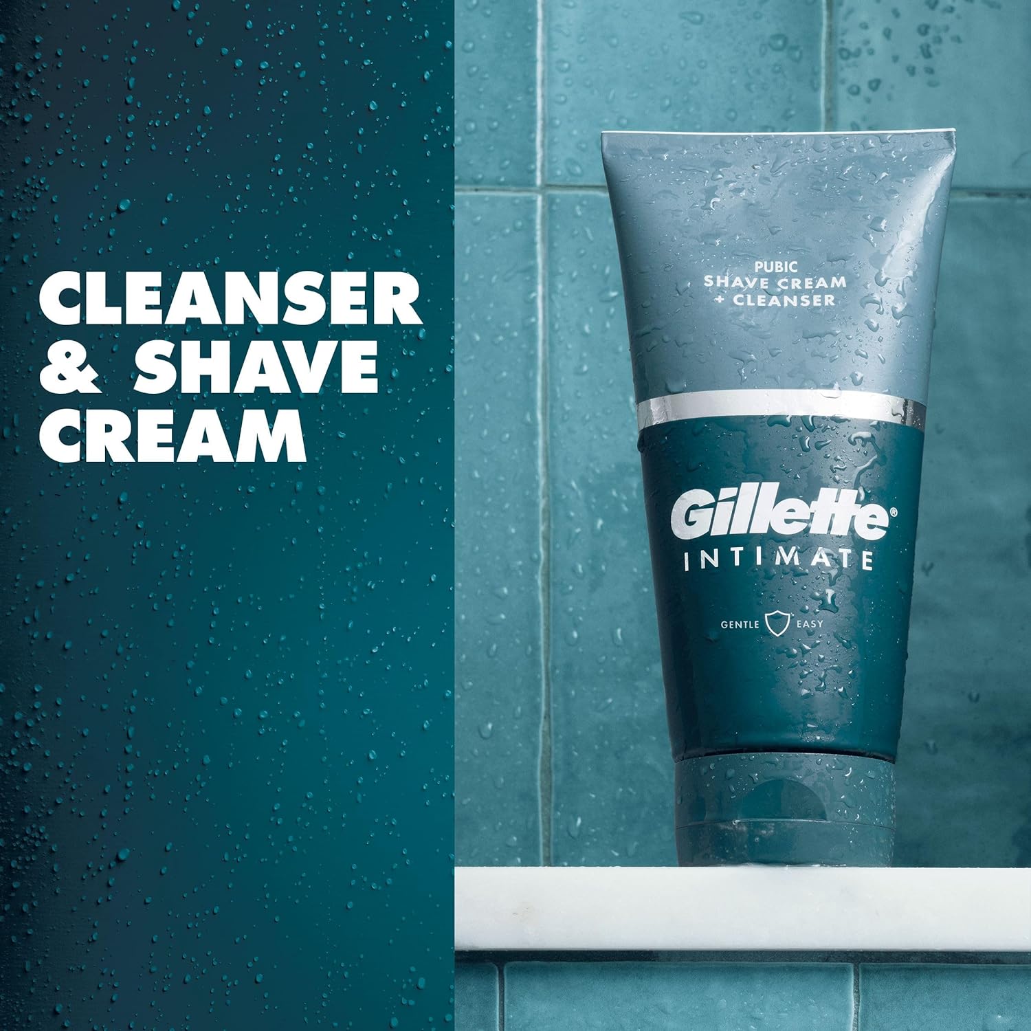 Gillette Intimate 2in1 Shave Cream & Cleanser, Gentle Formula with Aloe, Formulated for Pubic Hair, Paraben Free 150 ml
