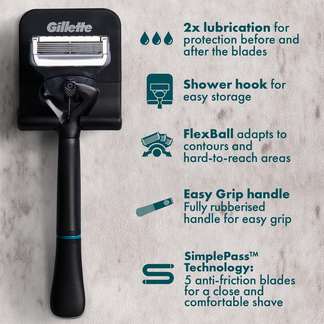 Gillette Intimate Razor for Men, Razor for Pubic Hair, Gentle and Easy to Use, 1 Handle + 1 Razor Blade Refill