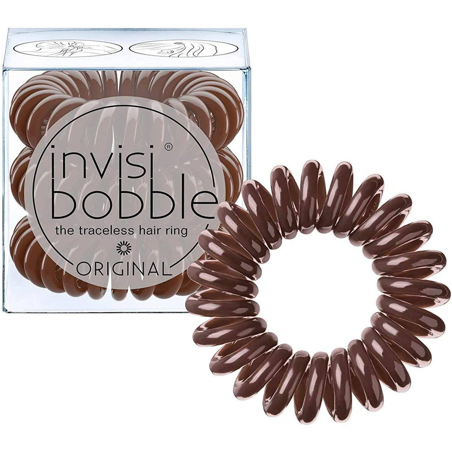 invisibobble ORIGINAL Hair Ties, Pretzel Brown, 3 Pack - Traceless, Strong Hold, Waterproof - Suitable for All Hair Types