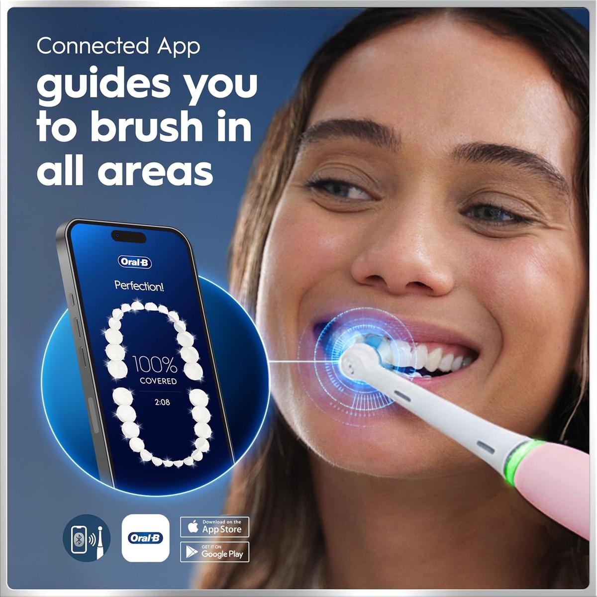 Oral-B iO6 Electric Toothbrushe with Connected Coach App , 1 Toothbrush Head & Travel Case, 5 Modes with Ultra-Sensitive, Sensitive Edition, UK 2 Pin Plug, Pink Sand