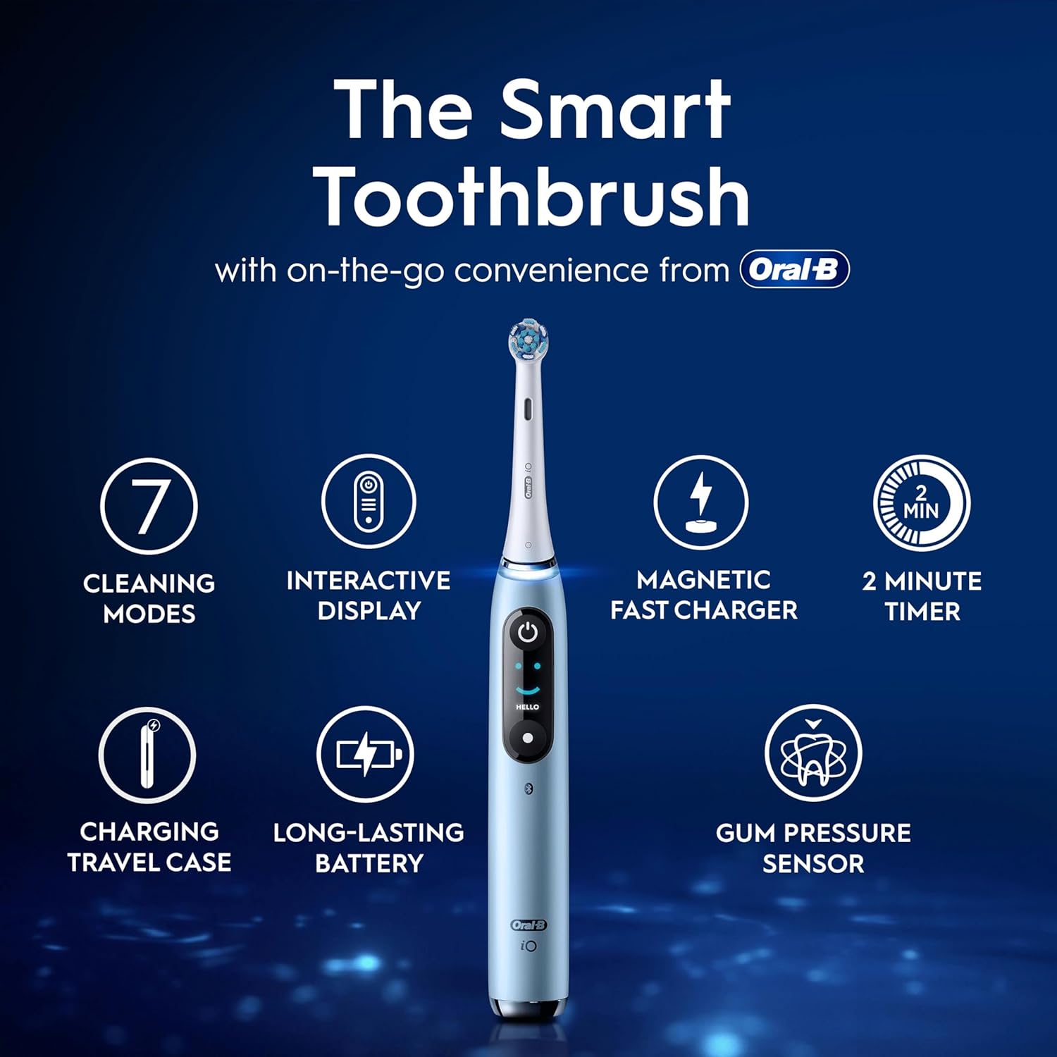 Oral-B iO9 Electric Toothbrushes , App Connected Handle, 1 Toothbrush Head, Charging Travel Case & Magnetic Pouch, 7 Modes, 2 Pin Plug, Special Edition