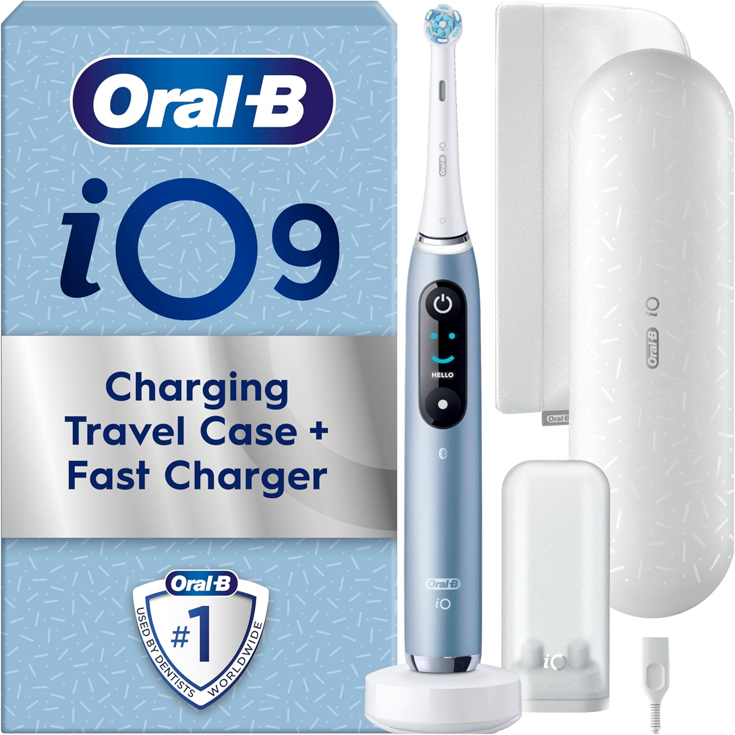 Oral-B iO9 Electric Toothbrushes , App Connected Handle, 1 Toothbrush Head, Charging Travel Case & Magnetic Pouch, 7 Modes, 2 Pin Plug, Special Edition