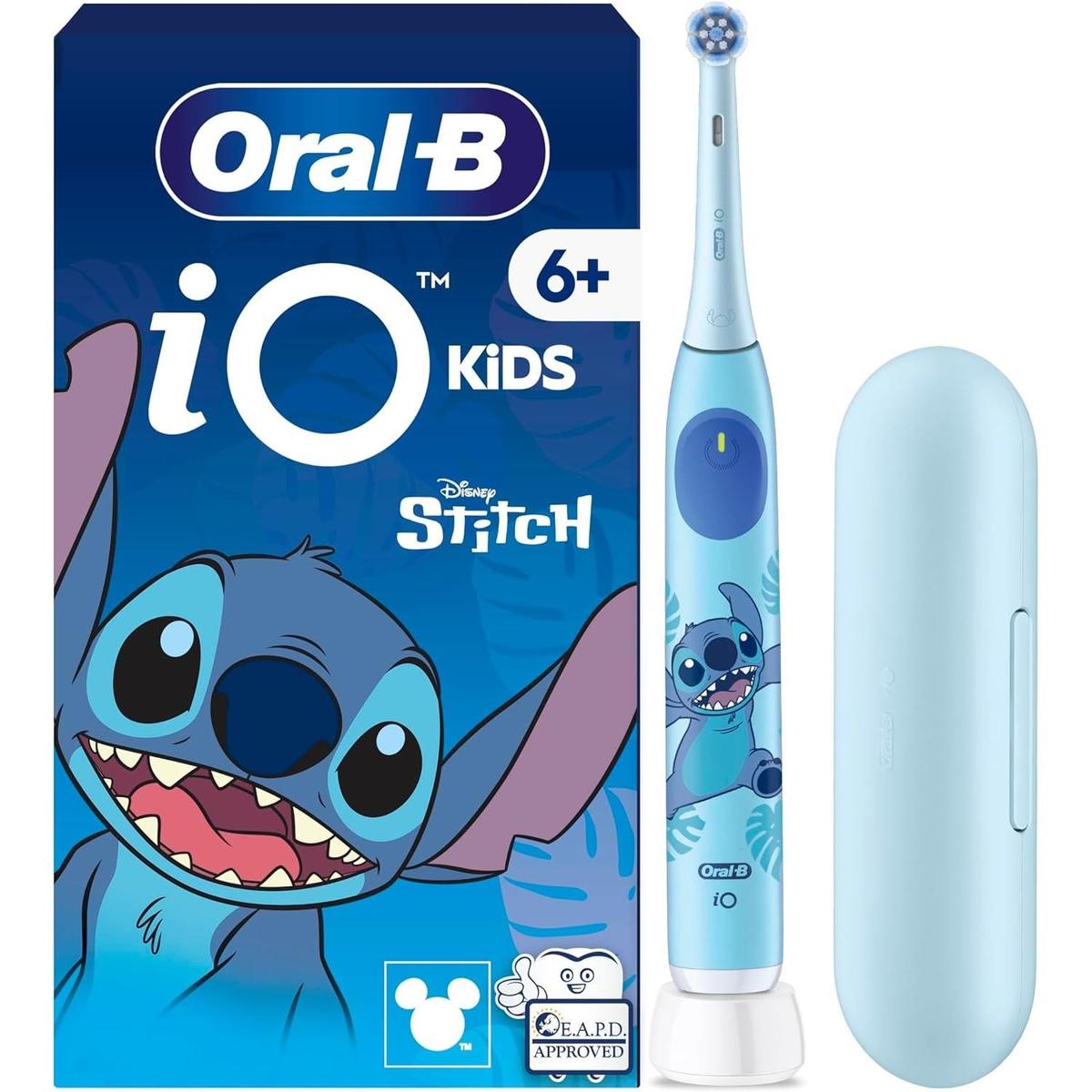 Oral-B iO Kids Disney Stitch Electric Toothbrush, with Travel Case, 3 Modes with Kid-Friendly Sensitive Mode, 2-Min Music Timer, for Ages 6+ (Copy)