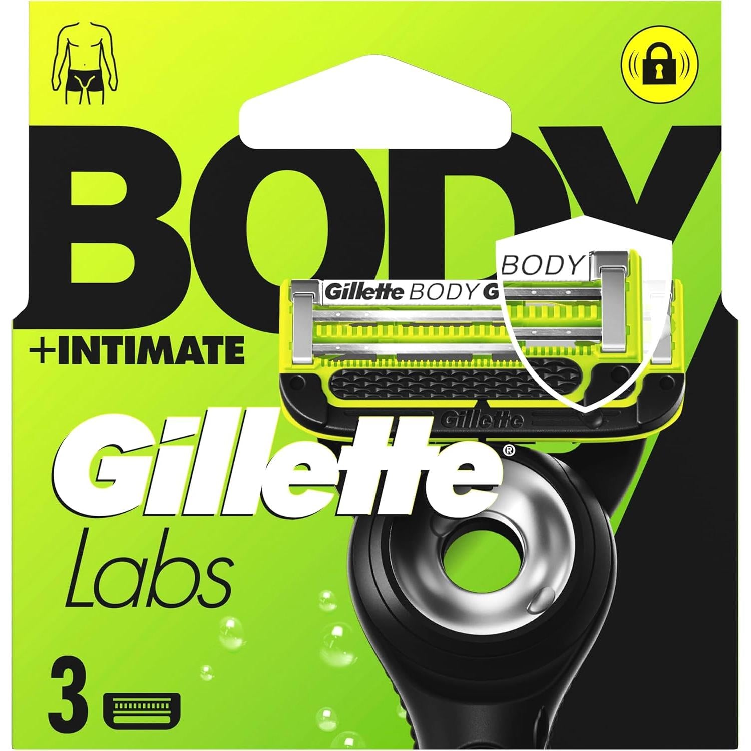 GilletteLabs Body + Intimate Razor Blade Refill Cartridges, 3 Cartridges