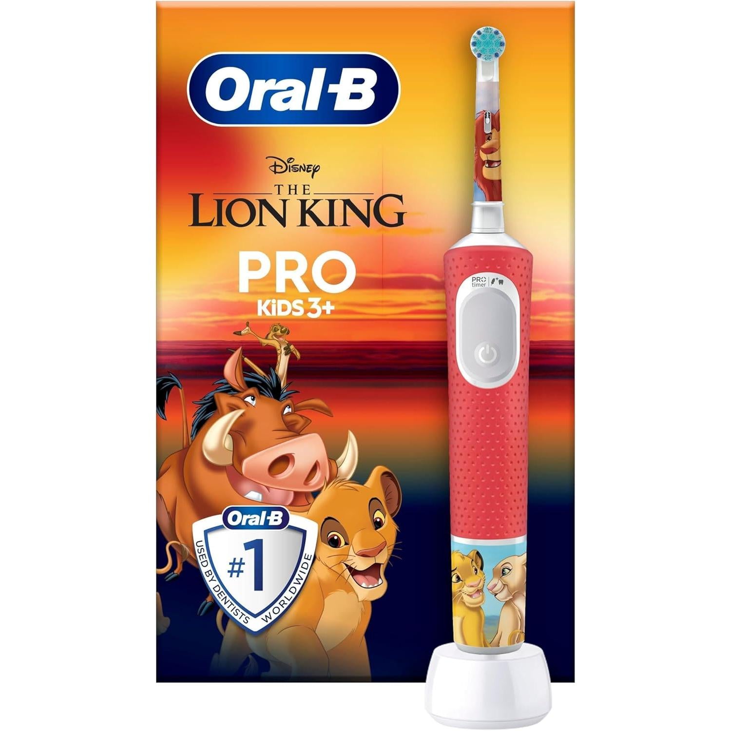 Oral-B Pro Lion King Kids Electric Toothbrush Extra Soft For Ages 3+ - Red - 4 x Lion King Stickers