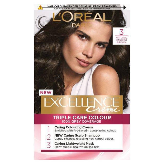 L'oreal Excellence Crème '3 Darkest Brown 'Permanent Hair Dye - Triple Care
