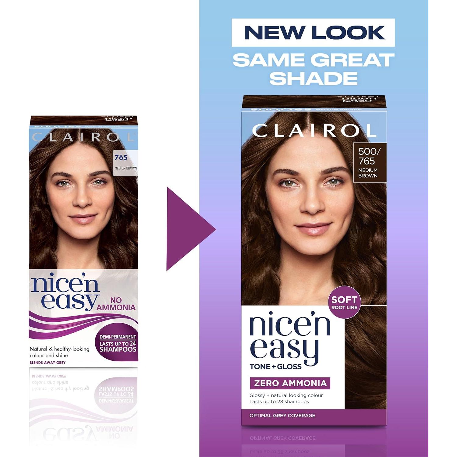 Clairol Nice'n Easy Tone+Gloss Semi Permanent Hair Dye - 500/765 Medium Brown