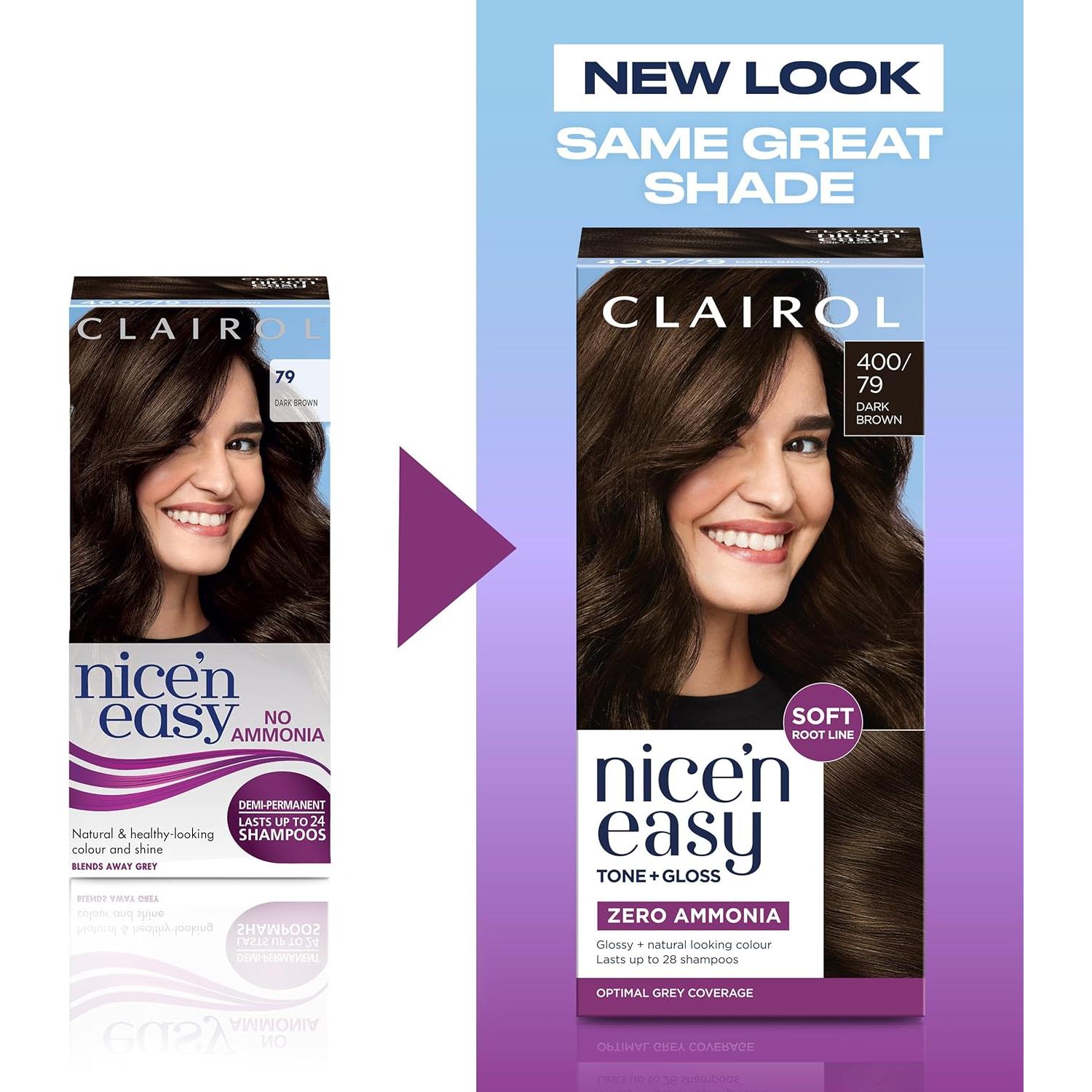 Clairol Nice'n Easy Tone+Gloss Semi Permanent Hair Dye - 400/79 Dark Brown