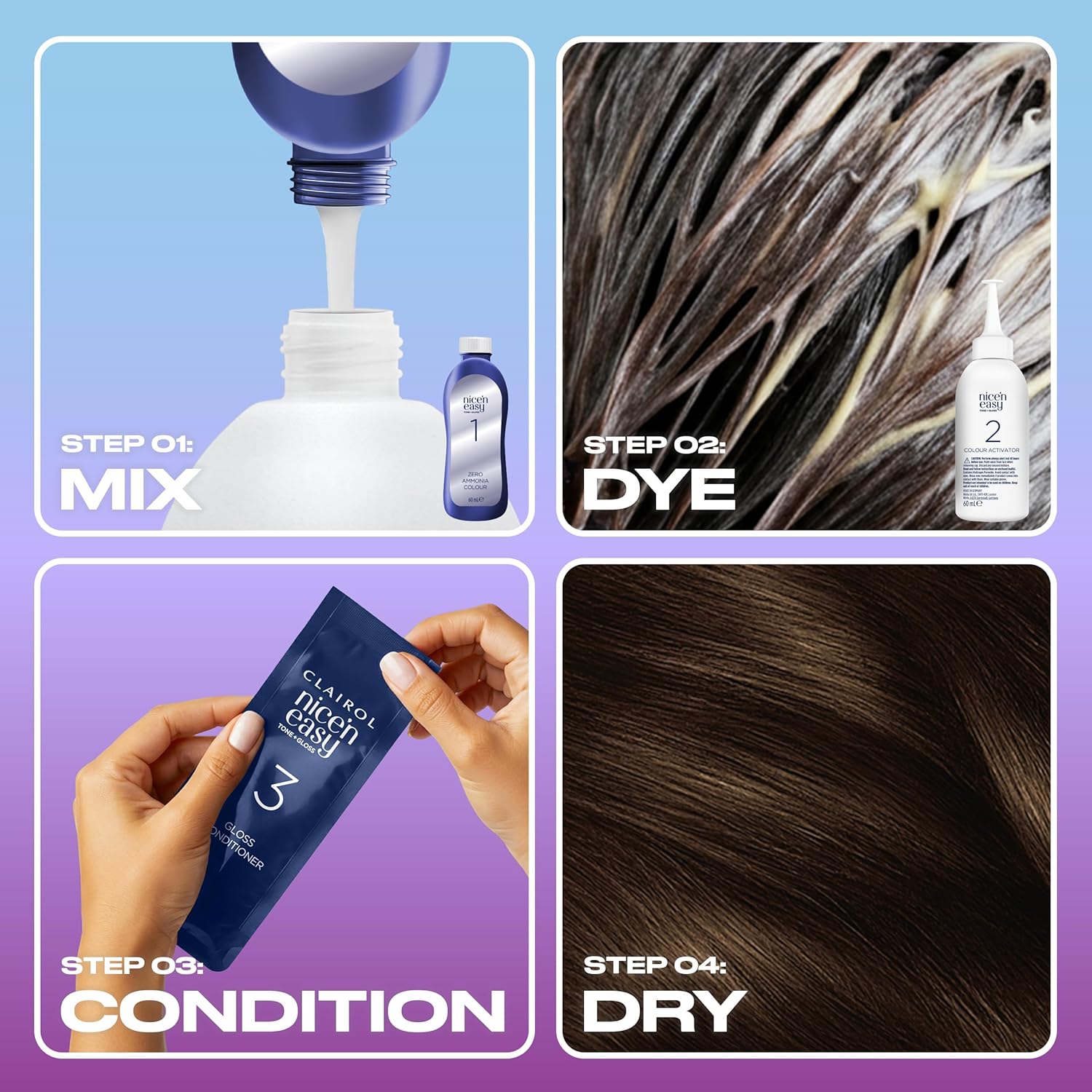 Clairol Nice'n Easy Tone+Gloss Semi Permanent Hair Dye - 400/79 Dark Brown