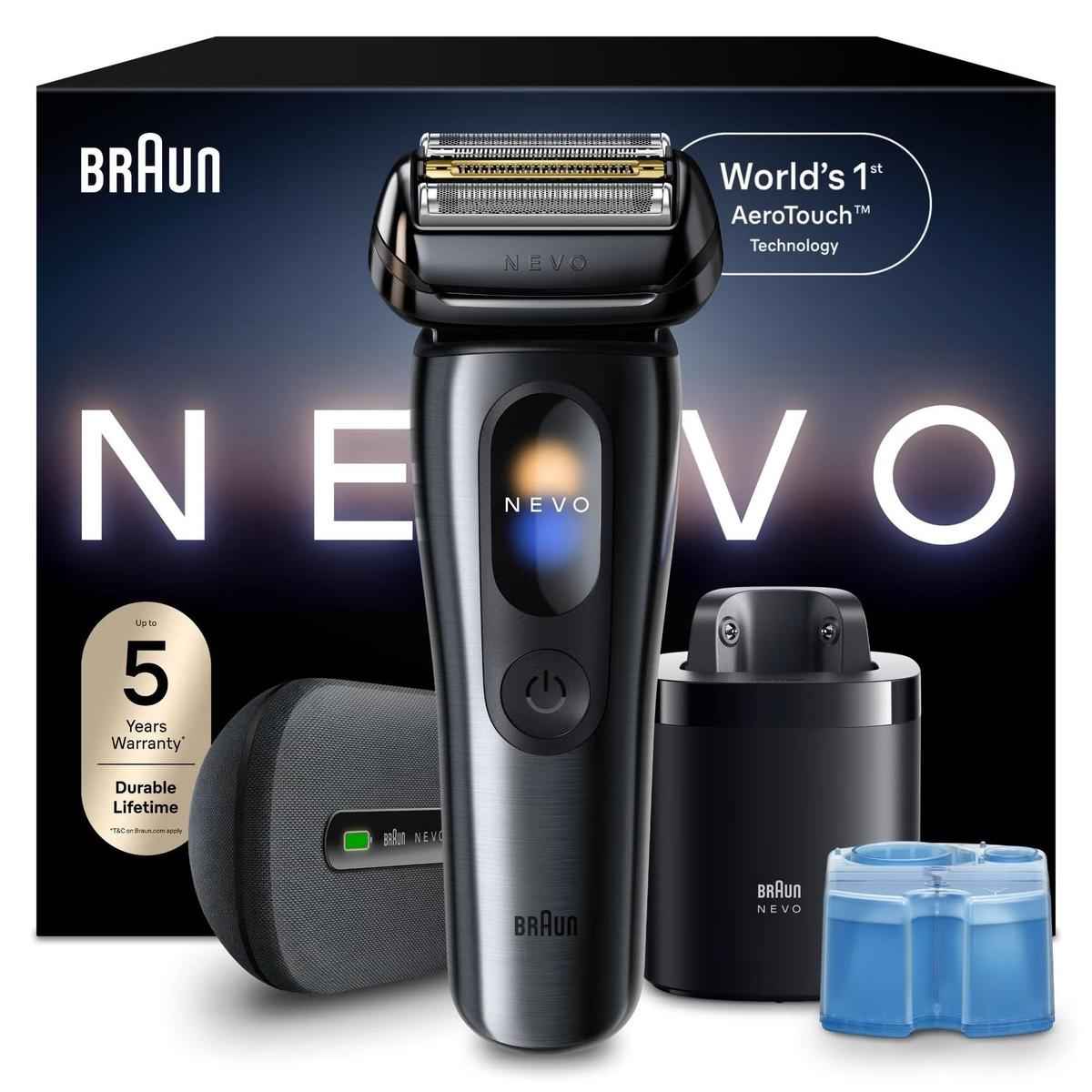 Braun Nevo 17010C Electric Shaver for Men- With Power Case and 7-in-1 Nevo Care System, Graphite