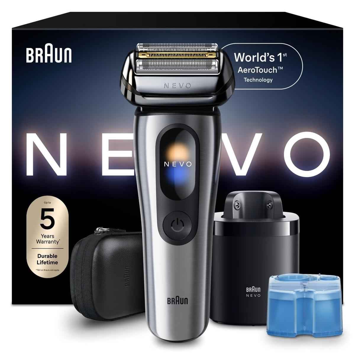 Braun Nevo 15000C Electric Shaver for Men With 7-in-1 Nevo Care System and Aero Touch Technology, Silver