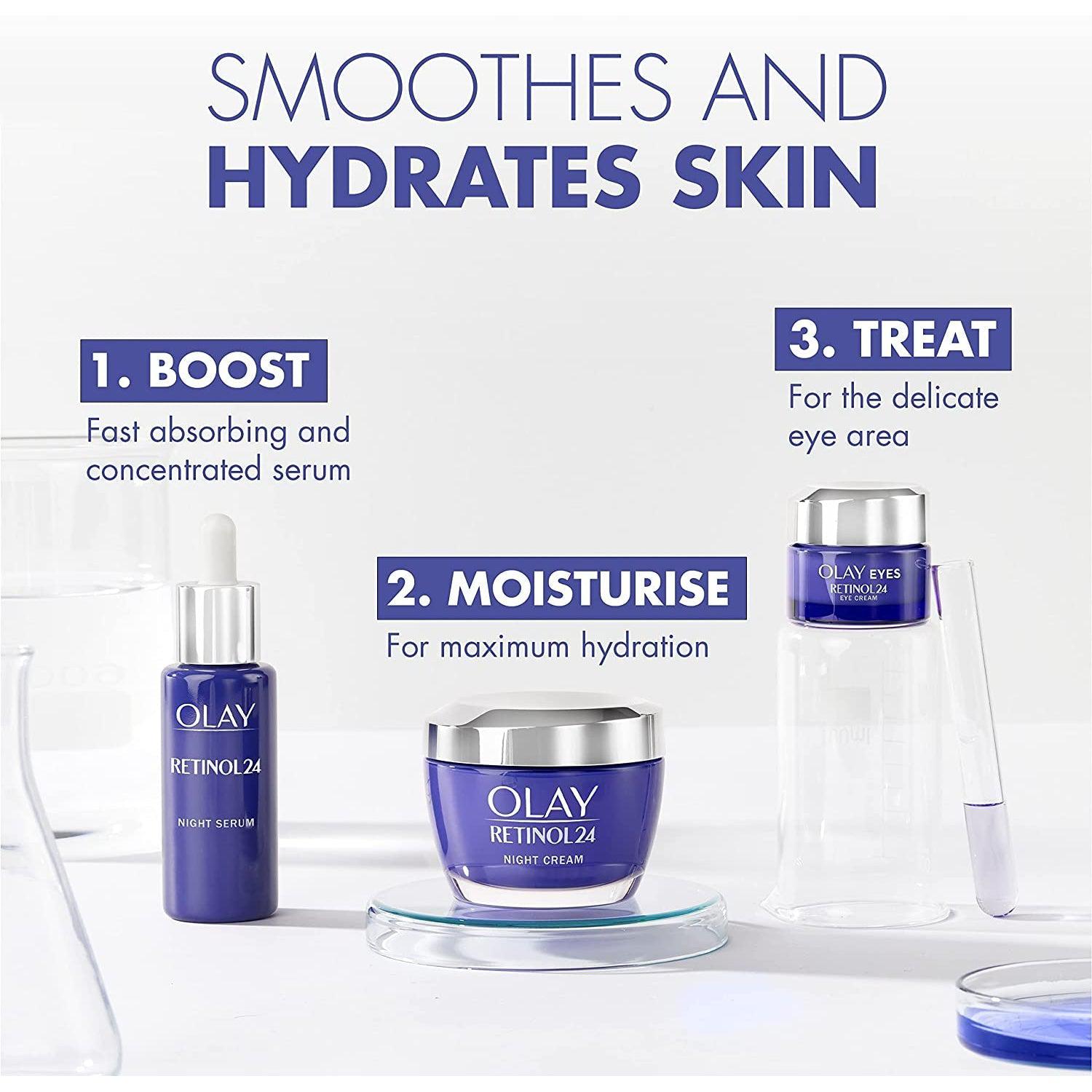 Olay Retinol Serum For Face, 24 Night Serum With Retinoid Complex + Vitamin B3, Fragrance Free, 40 ml