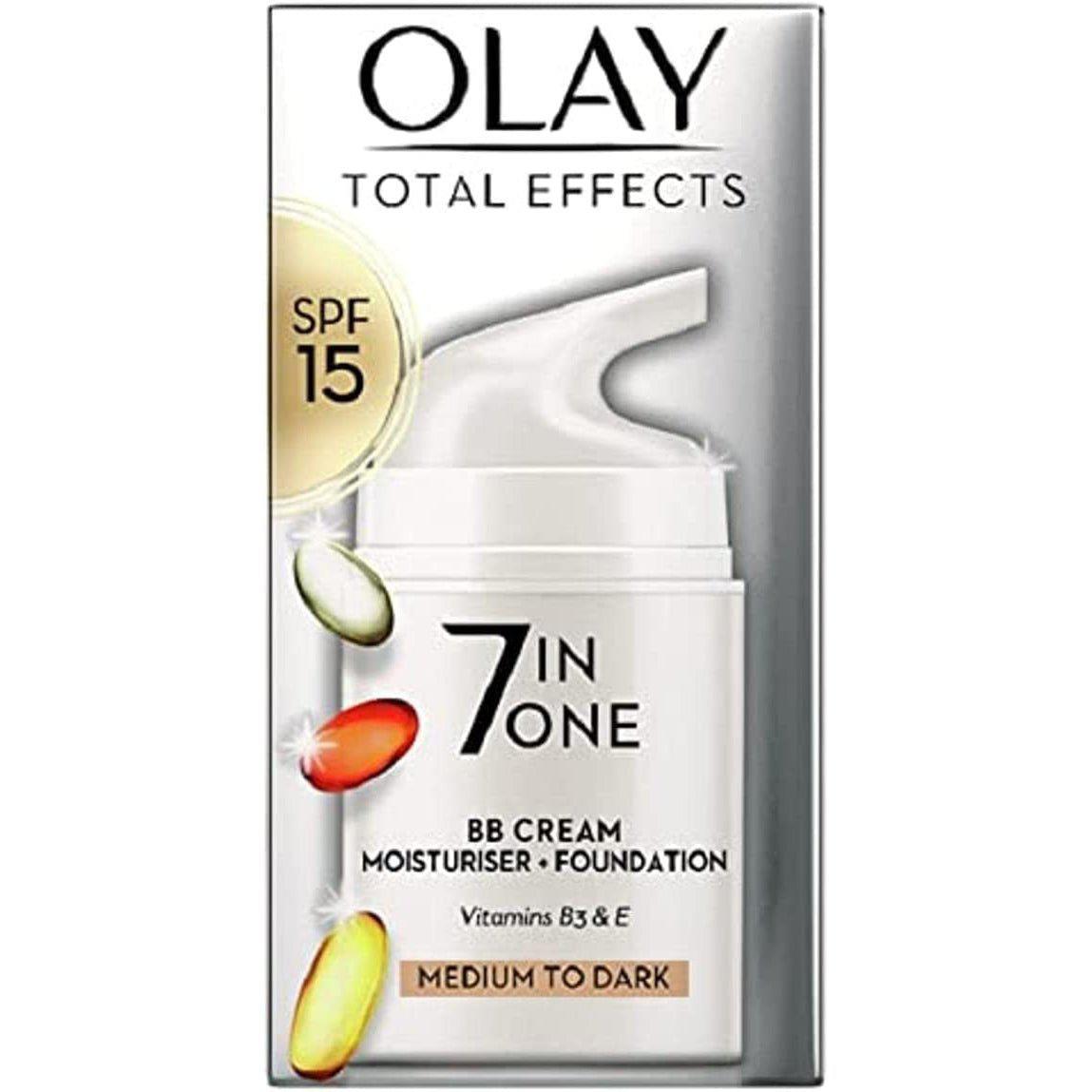 Olay Total Effects 7in1 BB Cream, Medium To Dark, Face Cream With SPF15 and Niacinamide, 50ml - Healthxpress.ie