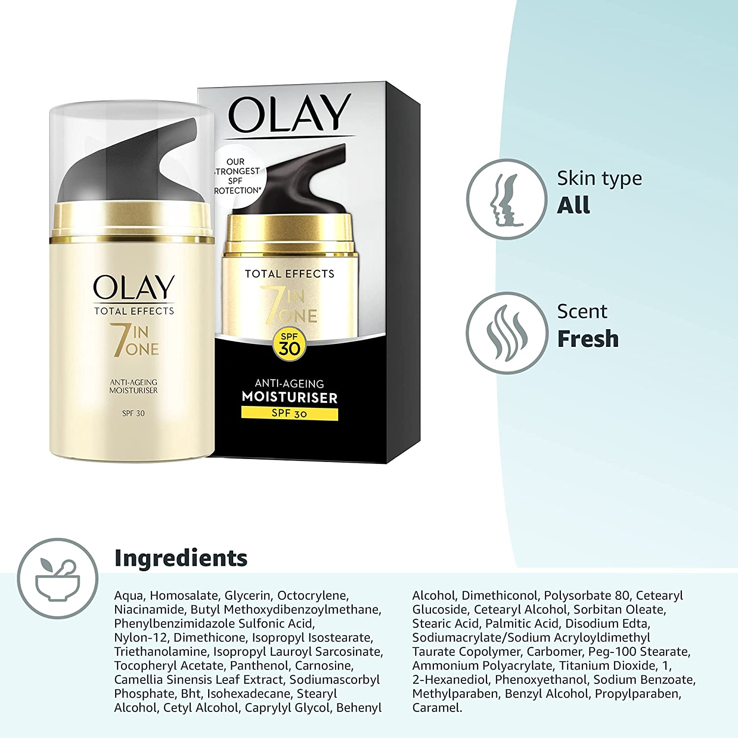 Olay Total Effects 7in1 Moisturiser With SPF 30 & Niacinamide, 50ml - Healthxpress.ie