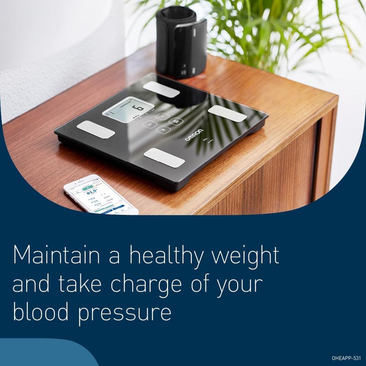 OMRON VIVA Bluetooth Smart Scale and Body Composition Monitor with Body Fat, Weight, Visceral Fat, Skeletal Muscle, Resting Metabolism, BMI - Healthxpress.ie