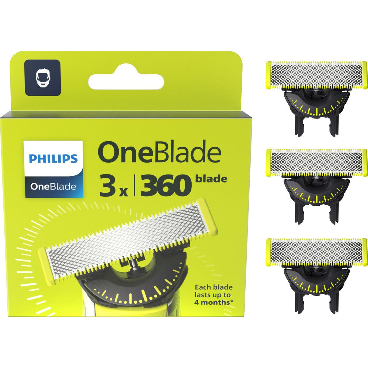 Philips QP430/50 360 OneBlade Razor Replacement Blades - 100% Waterproof - Pack of 3