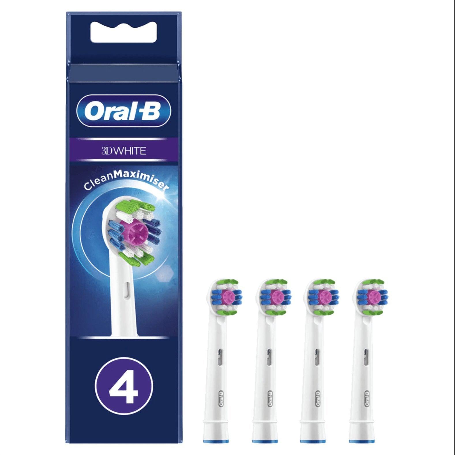 Oral-B 3D White Power Replacement Toothbrush Heads - Round Head - with Cleanmaximiser Technology Pack of 4 - Healthxpress.ie