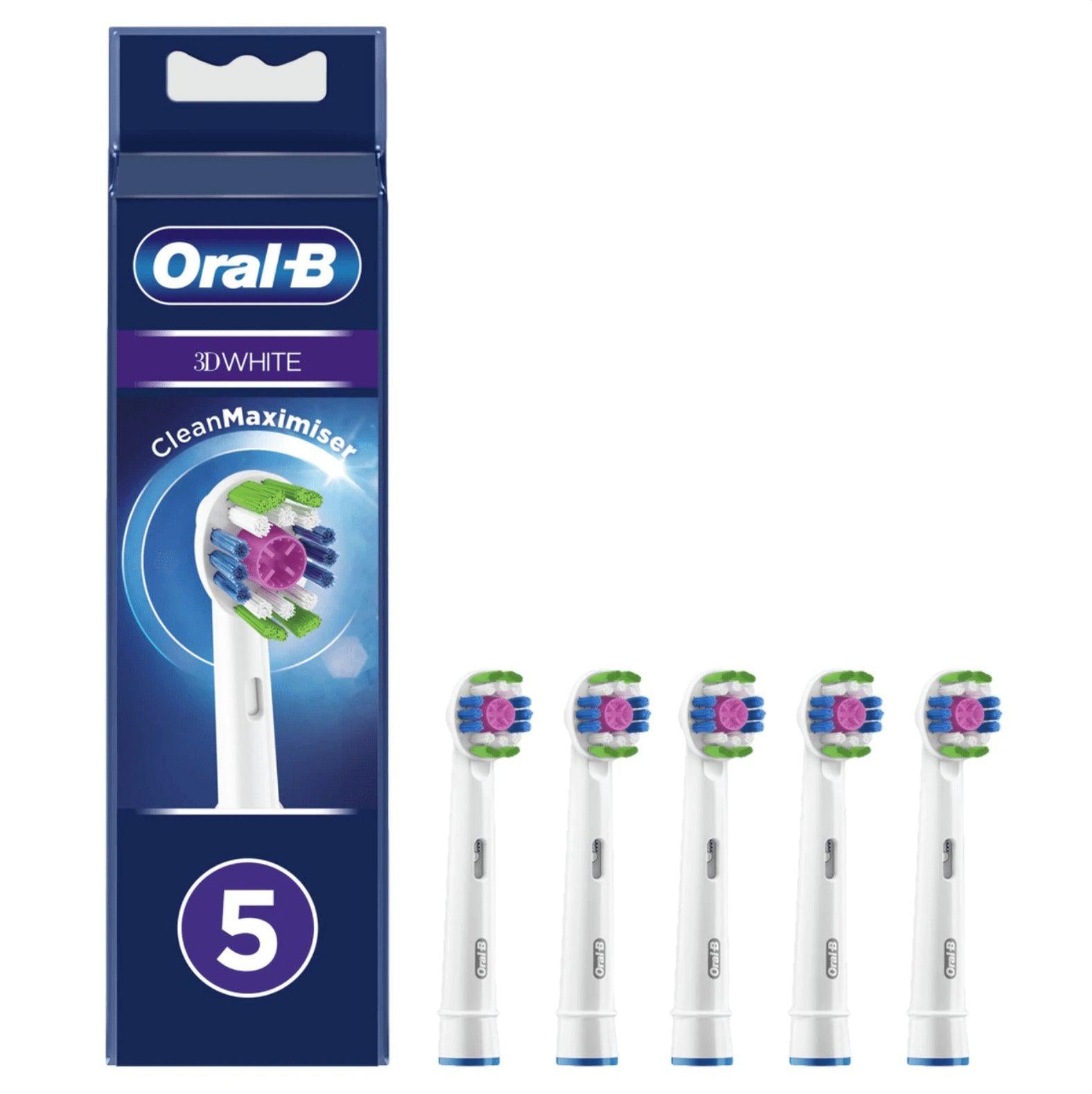 Oral-B 3D White Power Replacement Toothbrush Heads - Round Head - with Cleanmaximiser Technology Pack of 5 - Healthxpress.ie