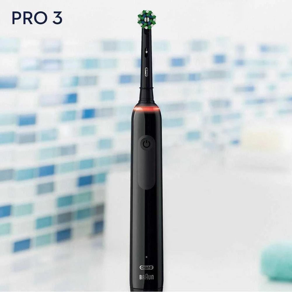 Oral-B Pro 3 Cross Action Electric Toothbrush , Smart Pressure Sensor, 2 x Toothbrush Head, 3 Modes