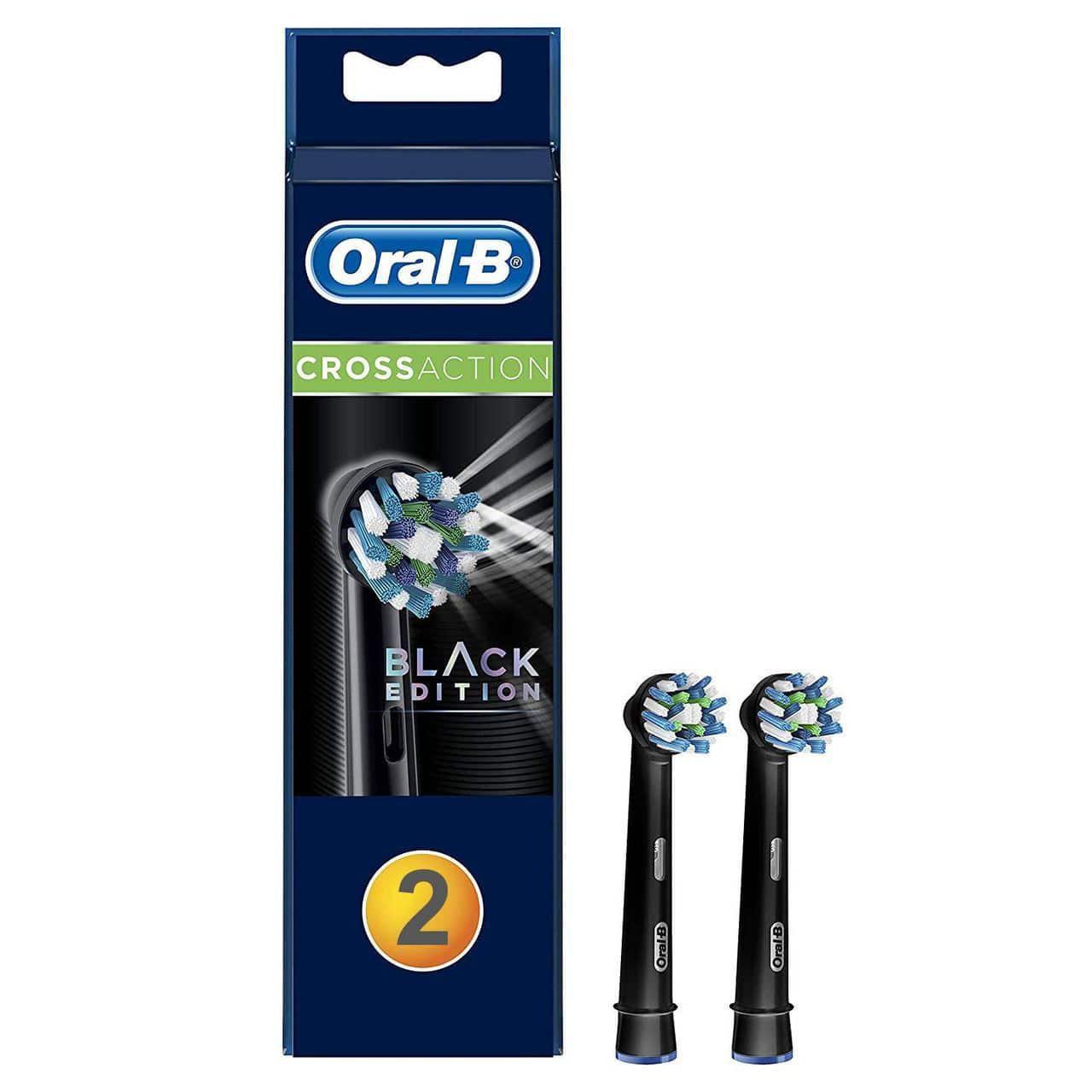 Oral-B CrossAction 2pk Replacement Toothbrush Heads - Black Edition - Healthxpress.ie