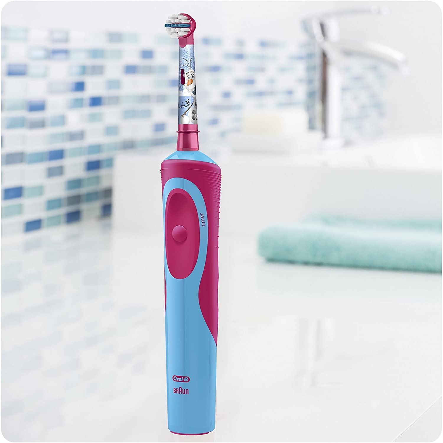 Oral-B Frozen Kids Electric Rechargeable Toothbrush with 2 Replacement Brush Heads - Healthxpress.ie