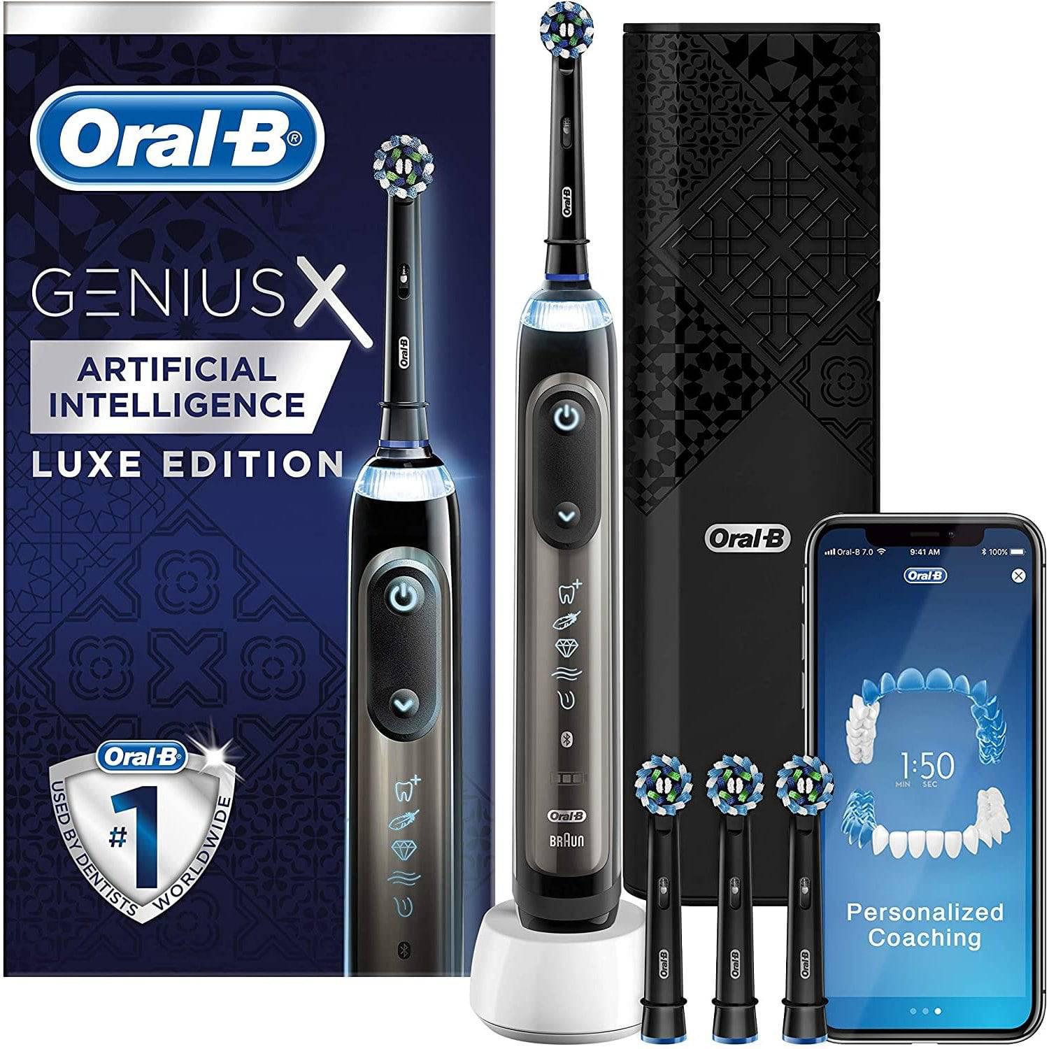 Oral B Genius X 20000 Luxe Electric Toothbrush - Motion Sensors, Round Head - Black