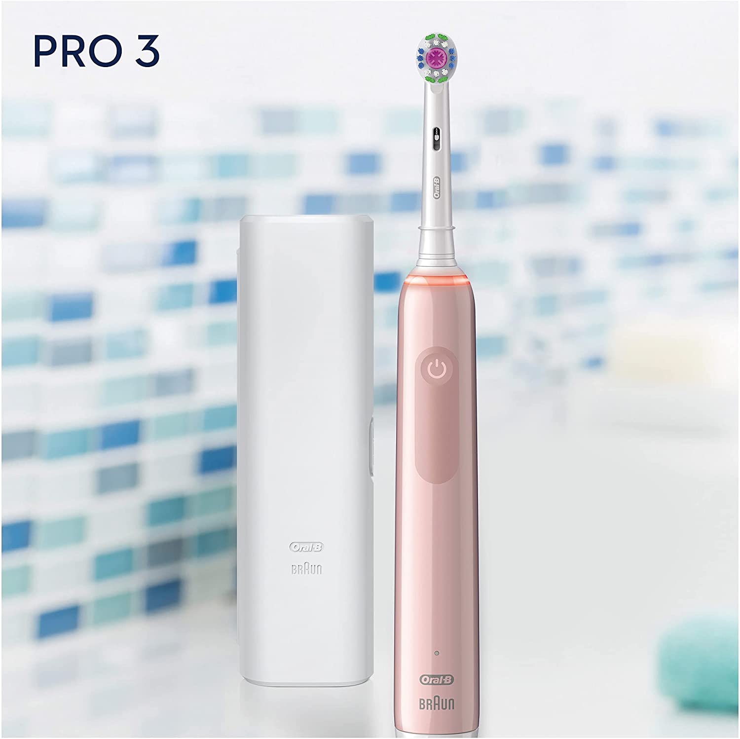 Oral-B Pro 3 - 3000 - Pink Electric Toothbrush, 1 Handle with Visible Pressure Sensor, 1 Toothbrush Head, Designed By Braun - Healthxpress.ie