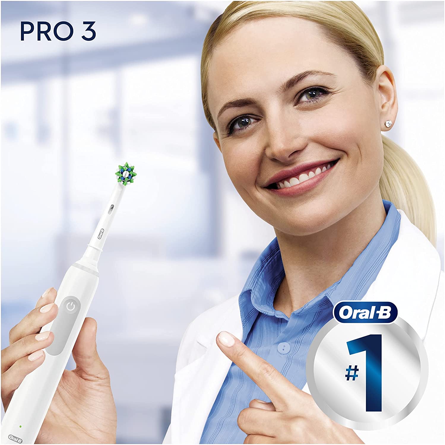 Oral-B Pro 3 - 3000 - White Electric Toothbrush, 1 Handle with Visible Pressure Sensor, 1 Toothbrush Head, Designed By Braun