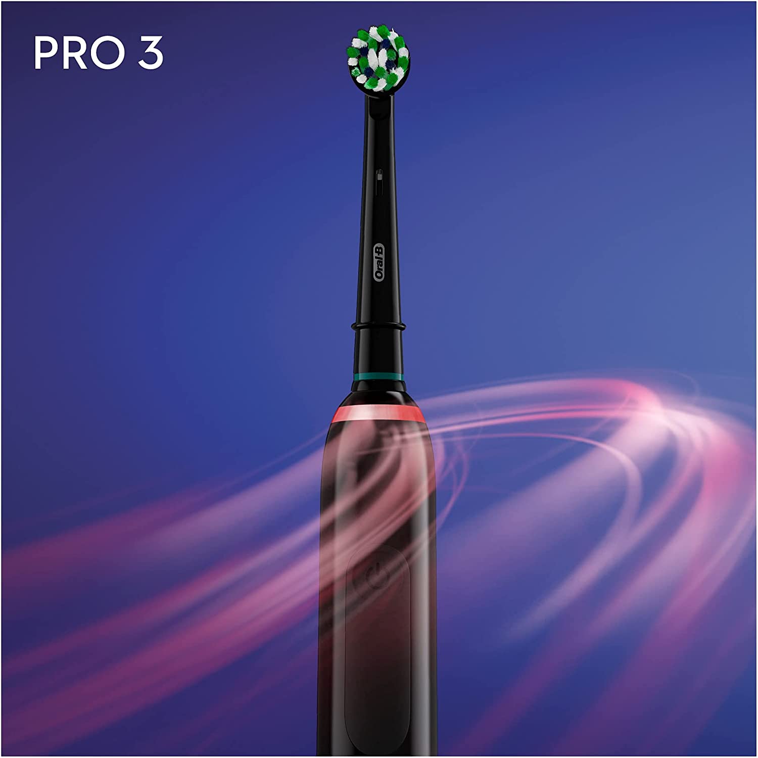 Oral-B Pro 3 - 3500 - Black Electric Toothbrush, 1 Handle with Visible Pressure Sensor, 1 Toothbrush Head, 1 Travel Case