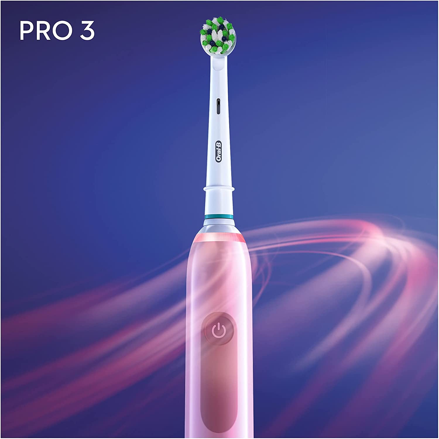 Oral-B Pro 3 - 3900 - Set of 2 Electric Toothbrushes Pink & Black, 2 Handles with Visible Pressure Sensor, 2 Toothbrush Heads