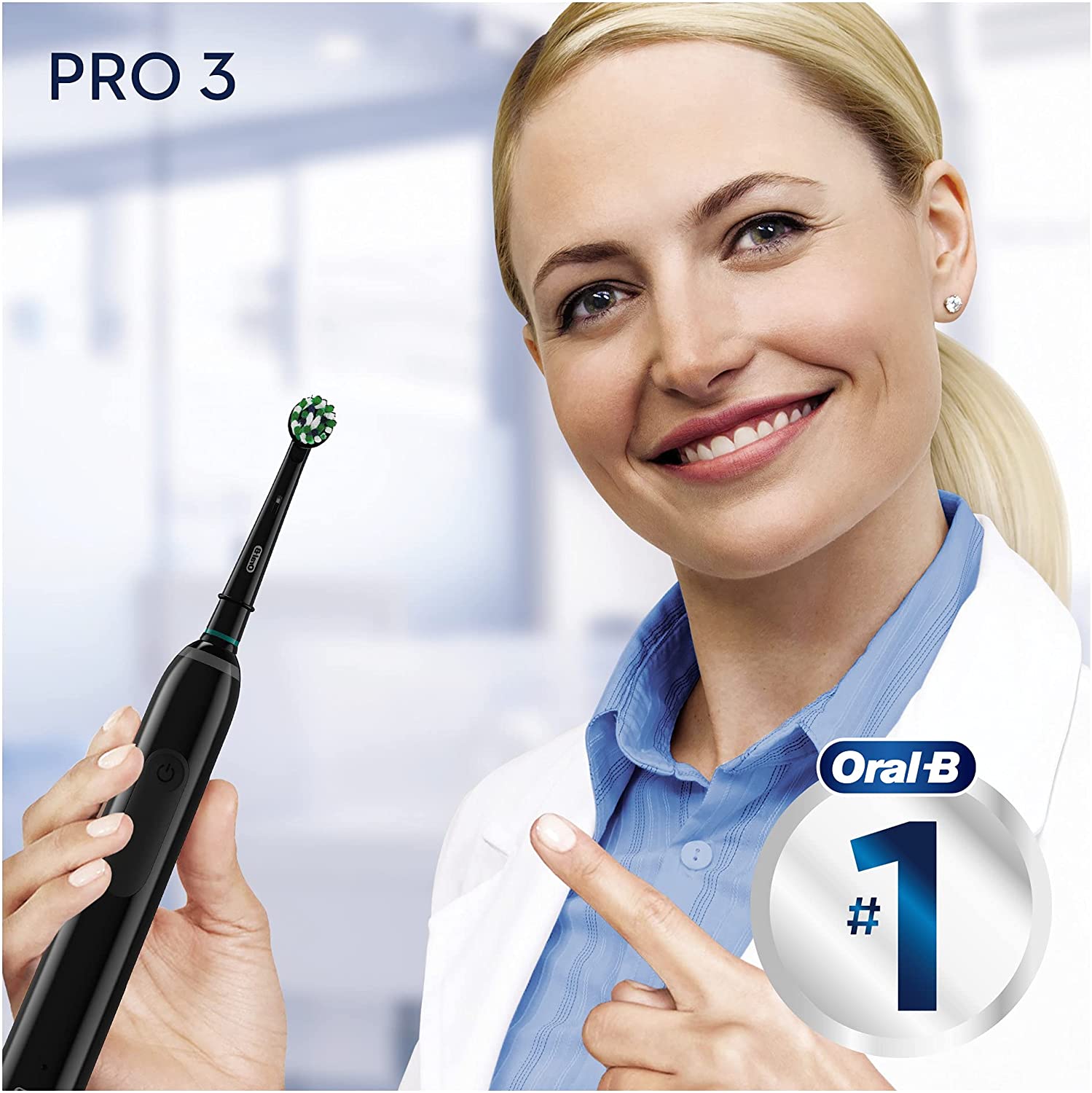 Oral-B Pro 3 - 3900 - Set of 2 Electric Toothbrushes Pink & Black, 2 Handles with Visible Pressure Sensor, 2 Toothbrush Heads