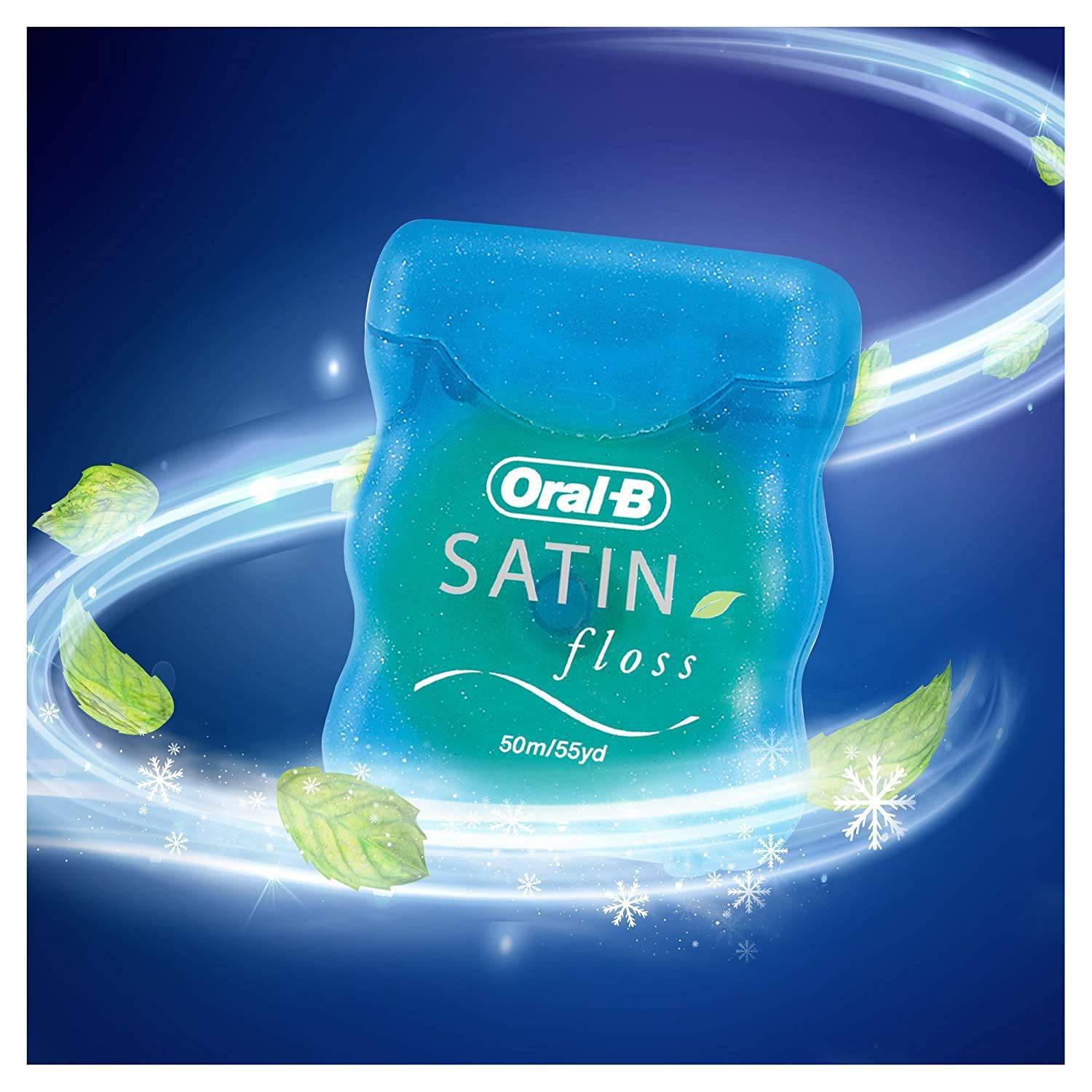 Oral-B Satin Floss Mint Dental Floss - Comfort Grip, Oval Shape - Mint, 25M