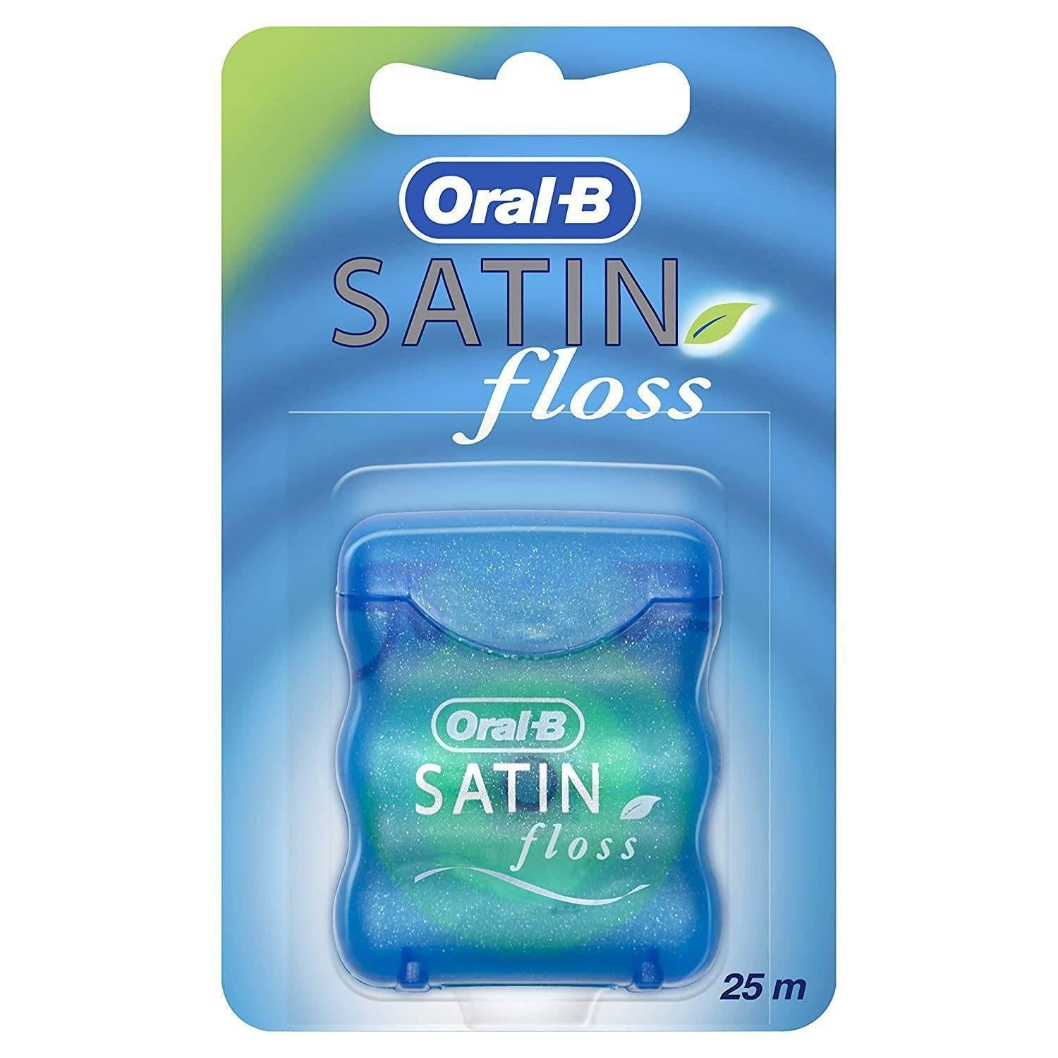 Oral-B Satin Floss Mint Dental Floss - Comfort Grip, Oval Shape - Mint, 25M