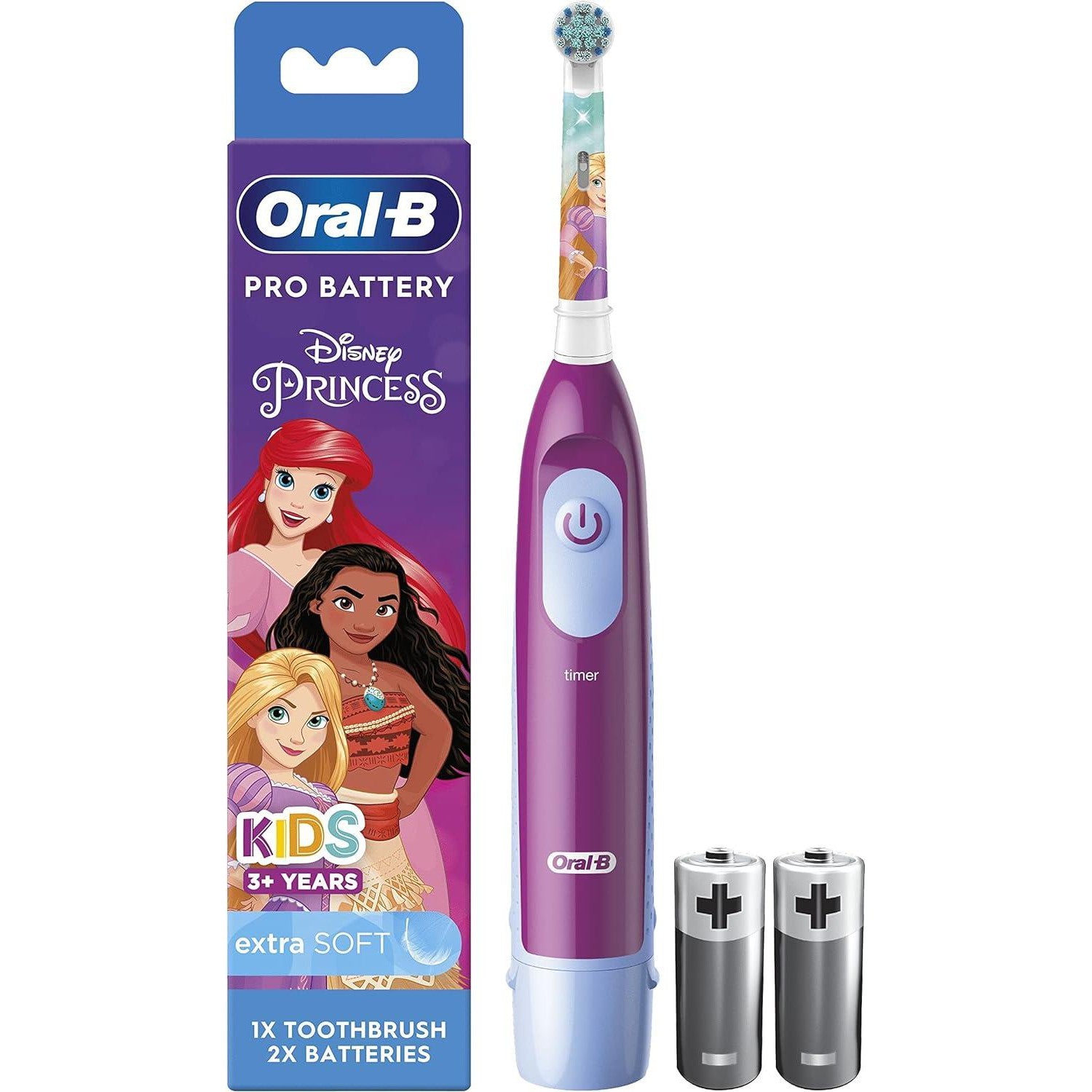 Oral-B Pro Battery Powered Kids Electric Toothbrush, 1 Toothbrush head Disney Princess