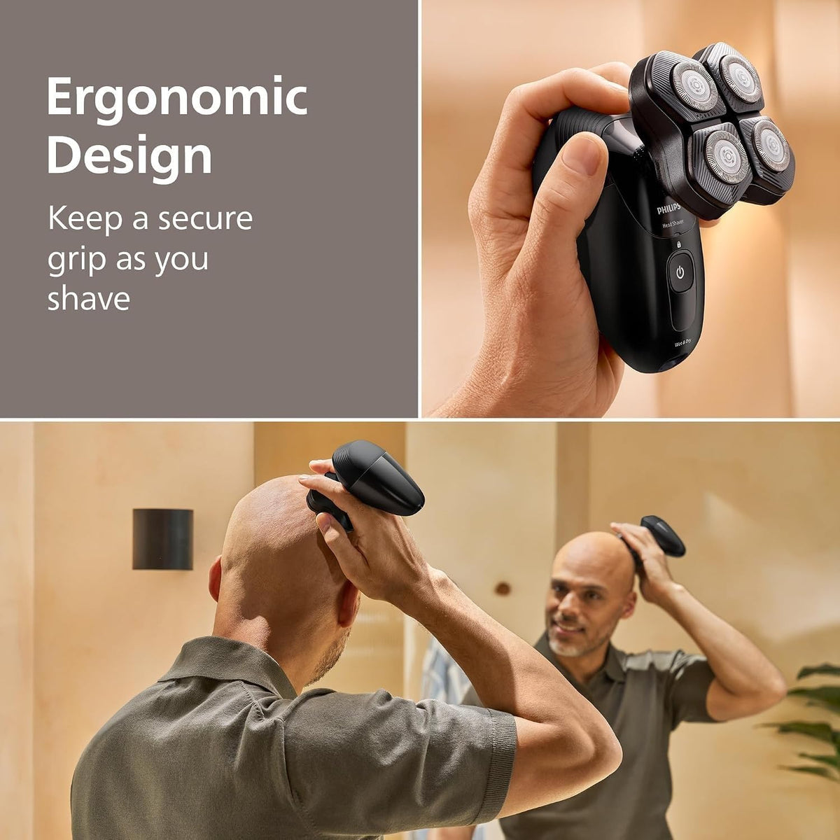 Philips Head Shaver Pro 5000 Series - Skull Shaver for Men and Women, 360° Flexing Head & ComfortCut Blades for Clean Shave, Gentle on Skin, Model HS5980/15