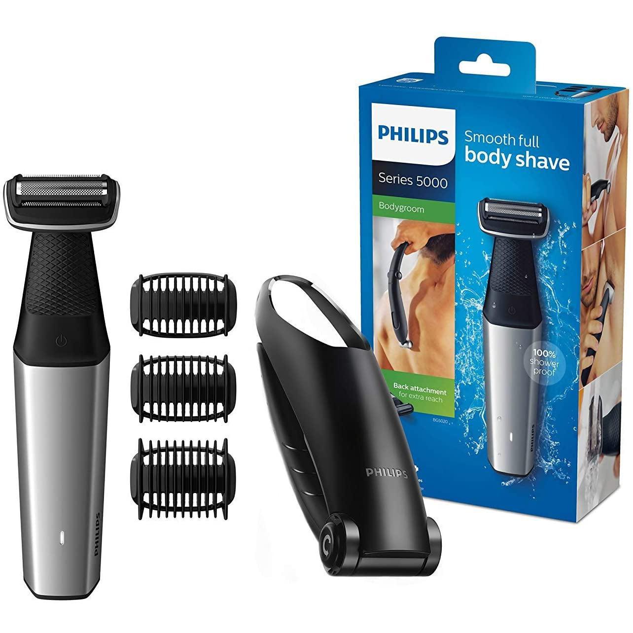 Philips BG5020/15 Bodygroom Series 5000 with Back Hair Removal Attachment and 3 Comb Attachments for Trimming - Healthxpress.ie