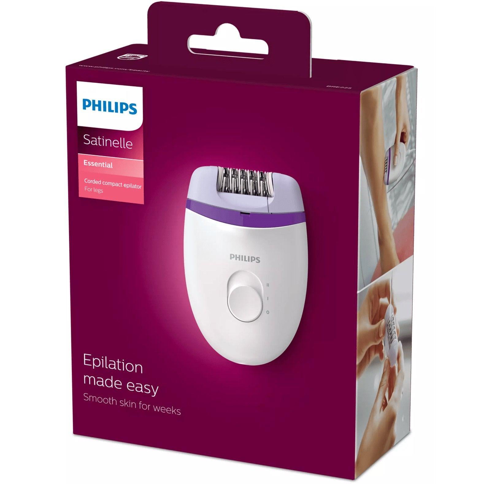 Philips BRE225/00 Satinelle Essential Corded Compact Epilator - 2 Speed Settings - Healthxpress.ie